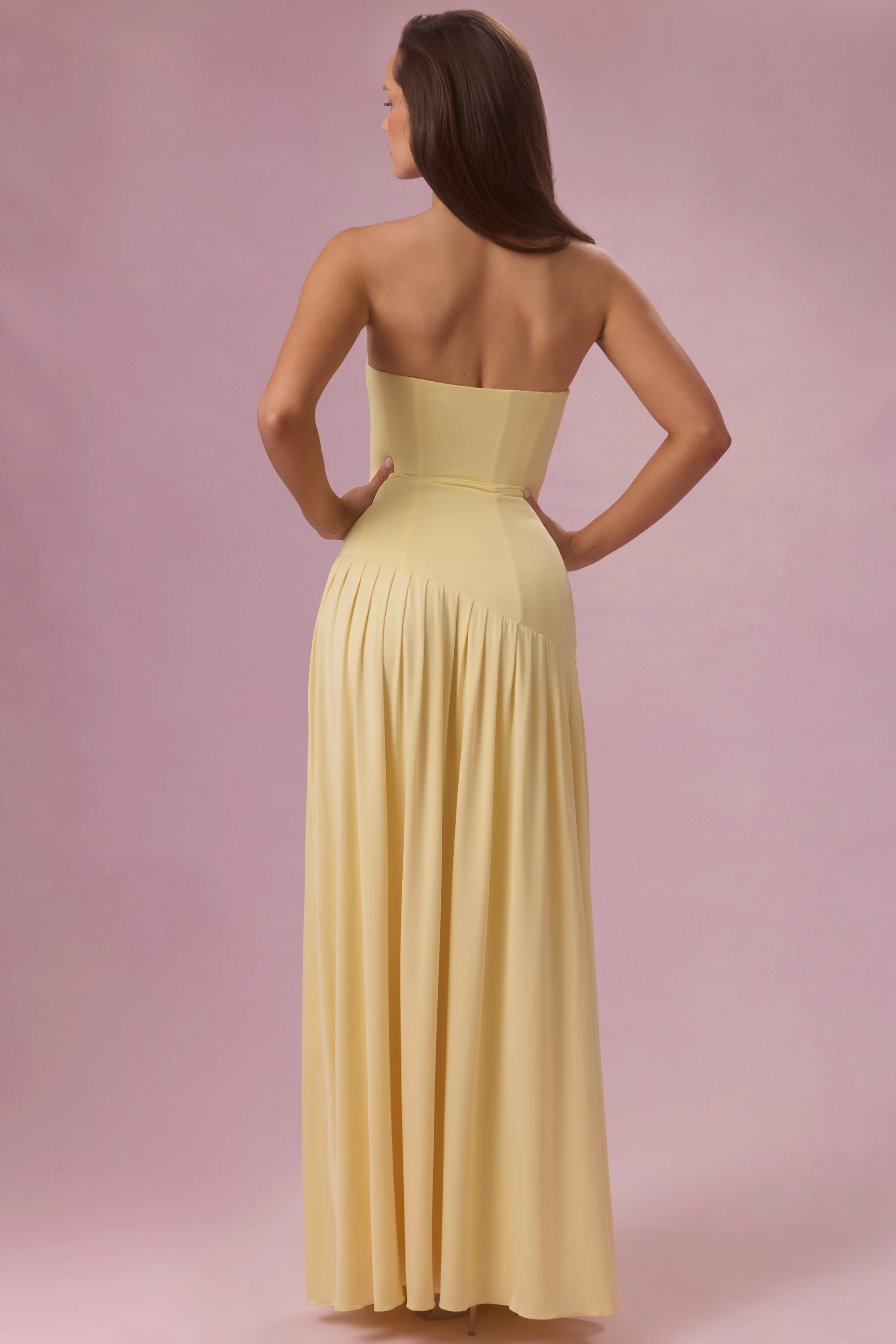 Jersey Strapless Gown in Butter Yellow - Image 6