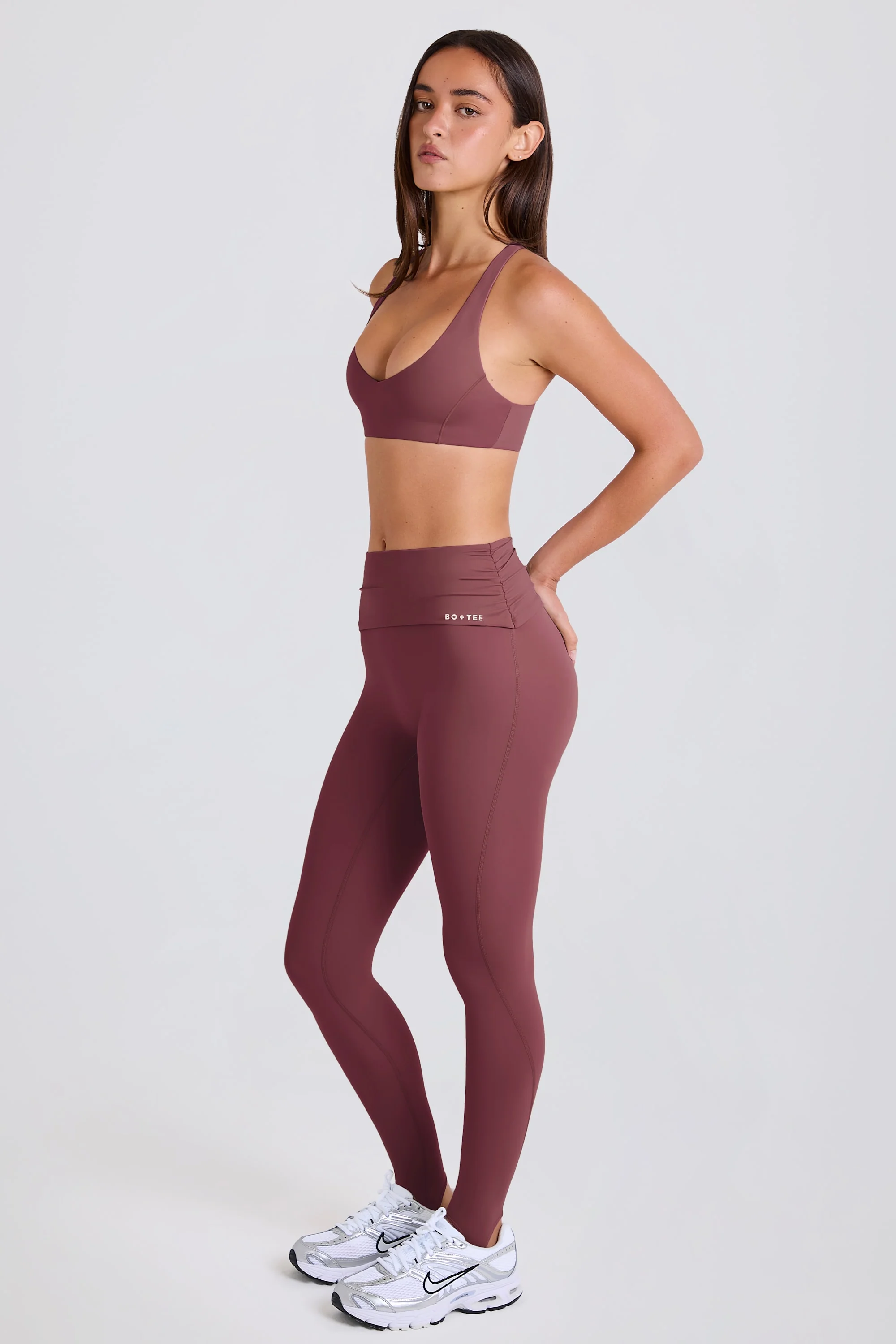 Foldover Mid-Rise Stirrup Leggings in Acai - Image 5