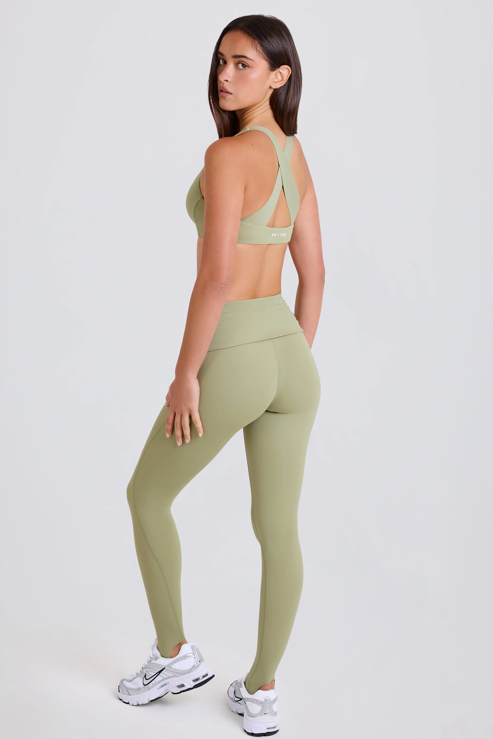 Foldover Mid-Rise Stirrup Leggings in Matcha - Image 2