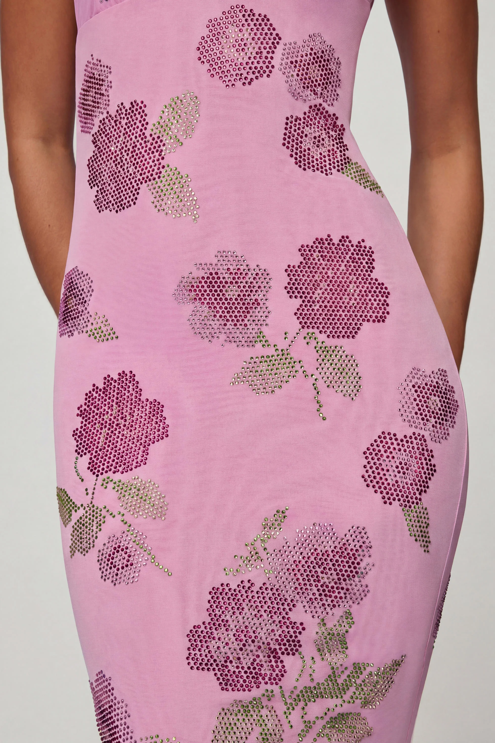 Embellished Halterneck Maxi Dress in Soft Pink - Image 4