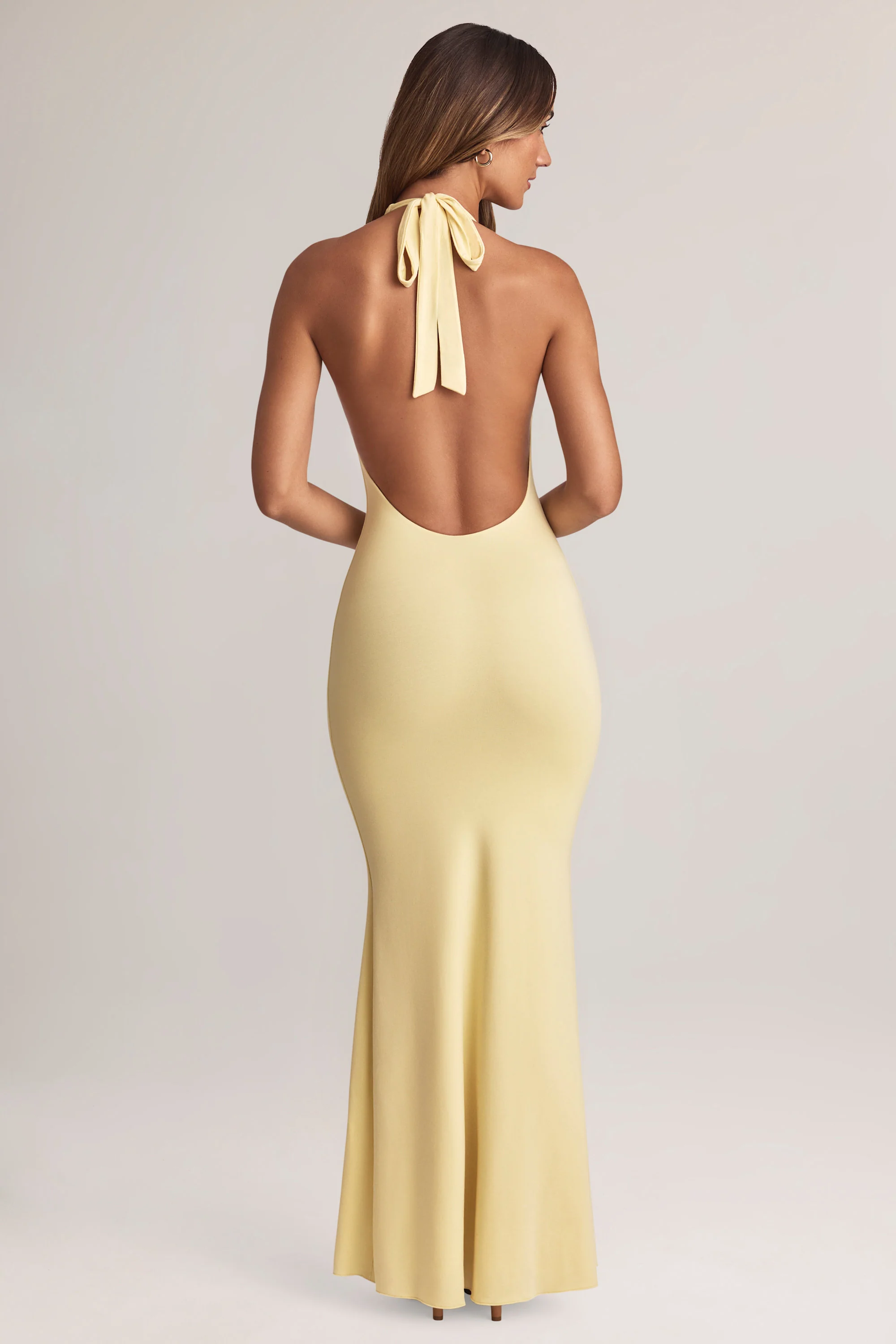 Modal Halterneck Maxi Dress in Lemon Sherbet - Image 3