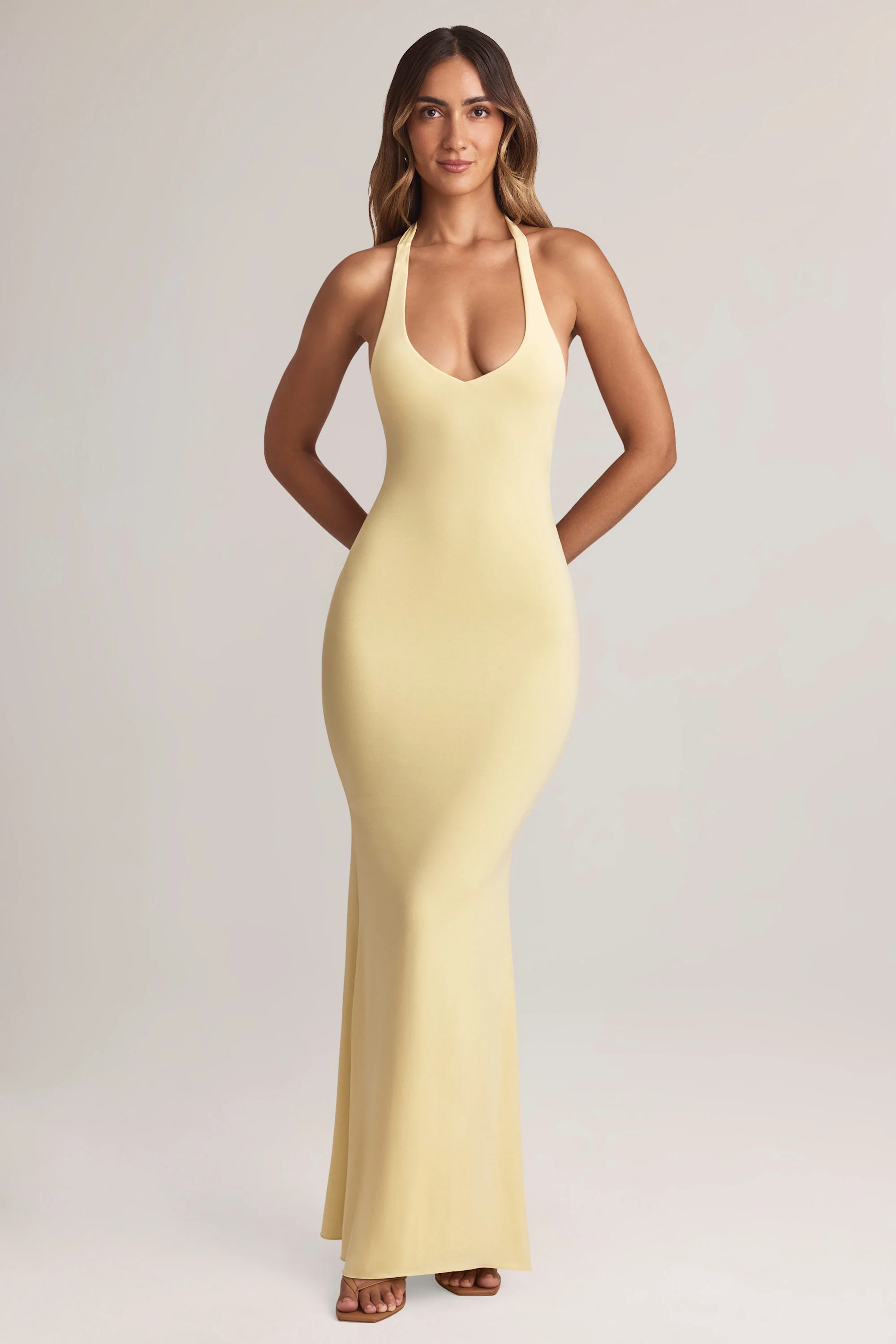 Modal Halterneck Maxi Dress in Lemon Sherbet - Image 5