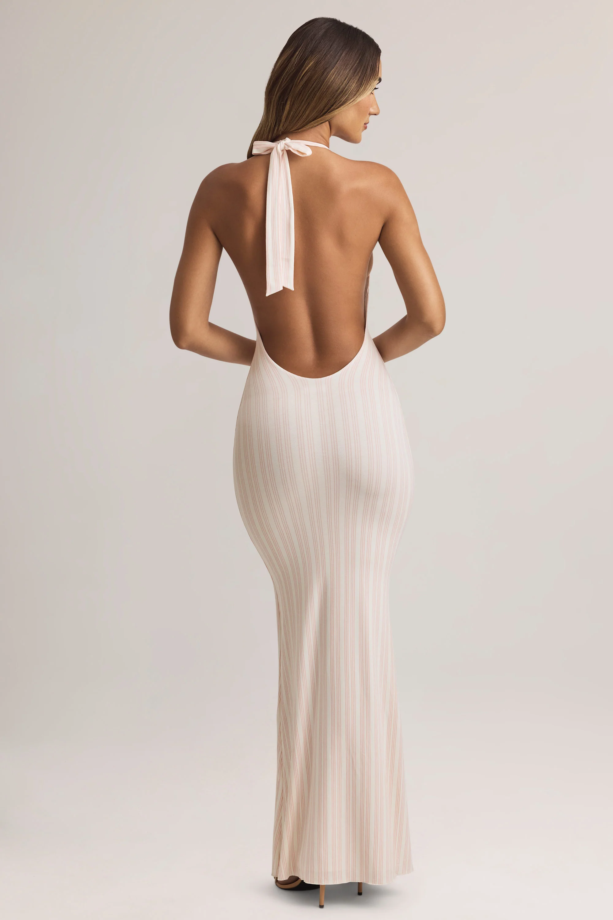Modal Halterneck Maxi Dress in Stripe Print - Image 3