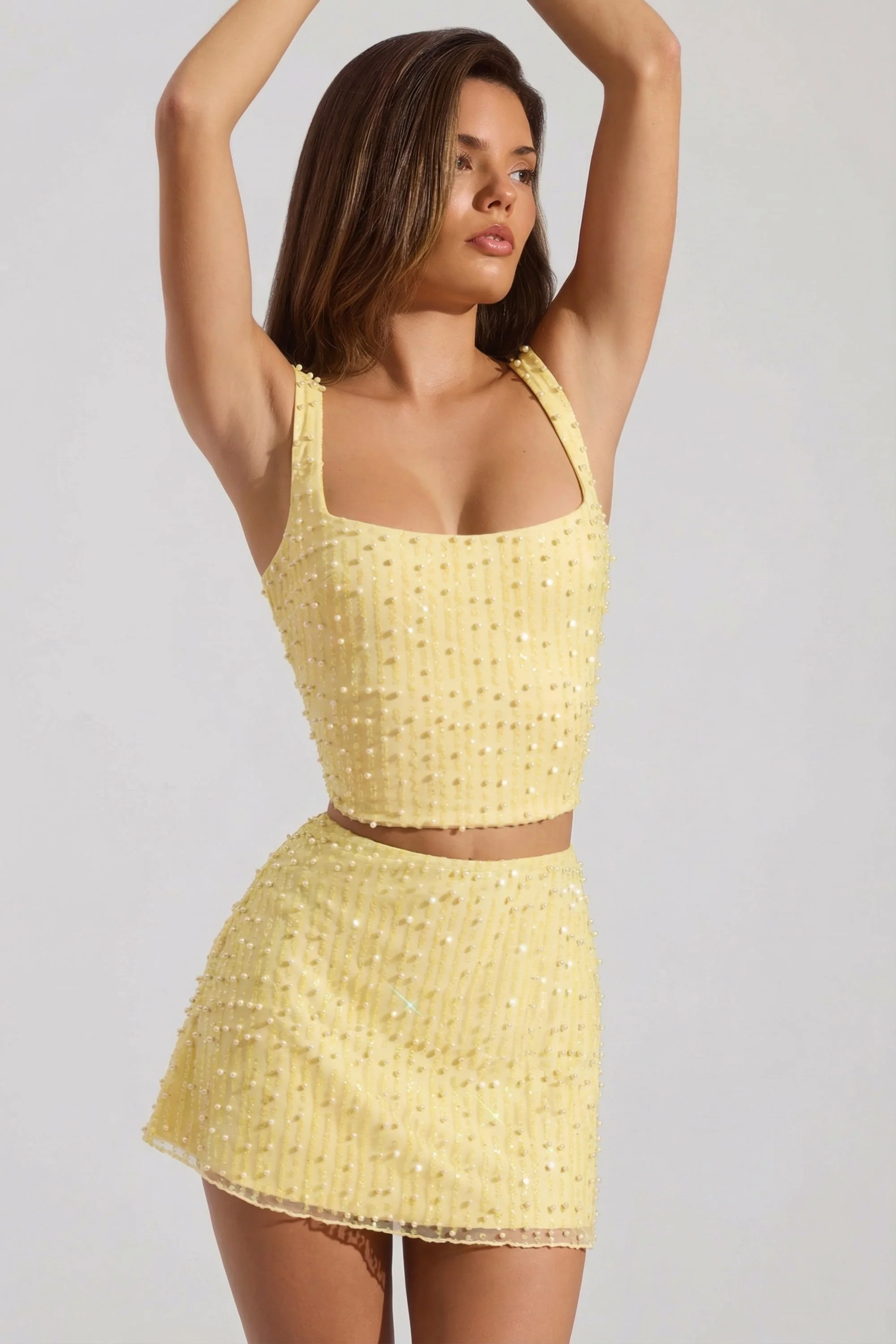 Embellished Low-Rise Mini Skirt in Yellow - Image 6