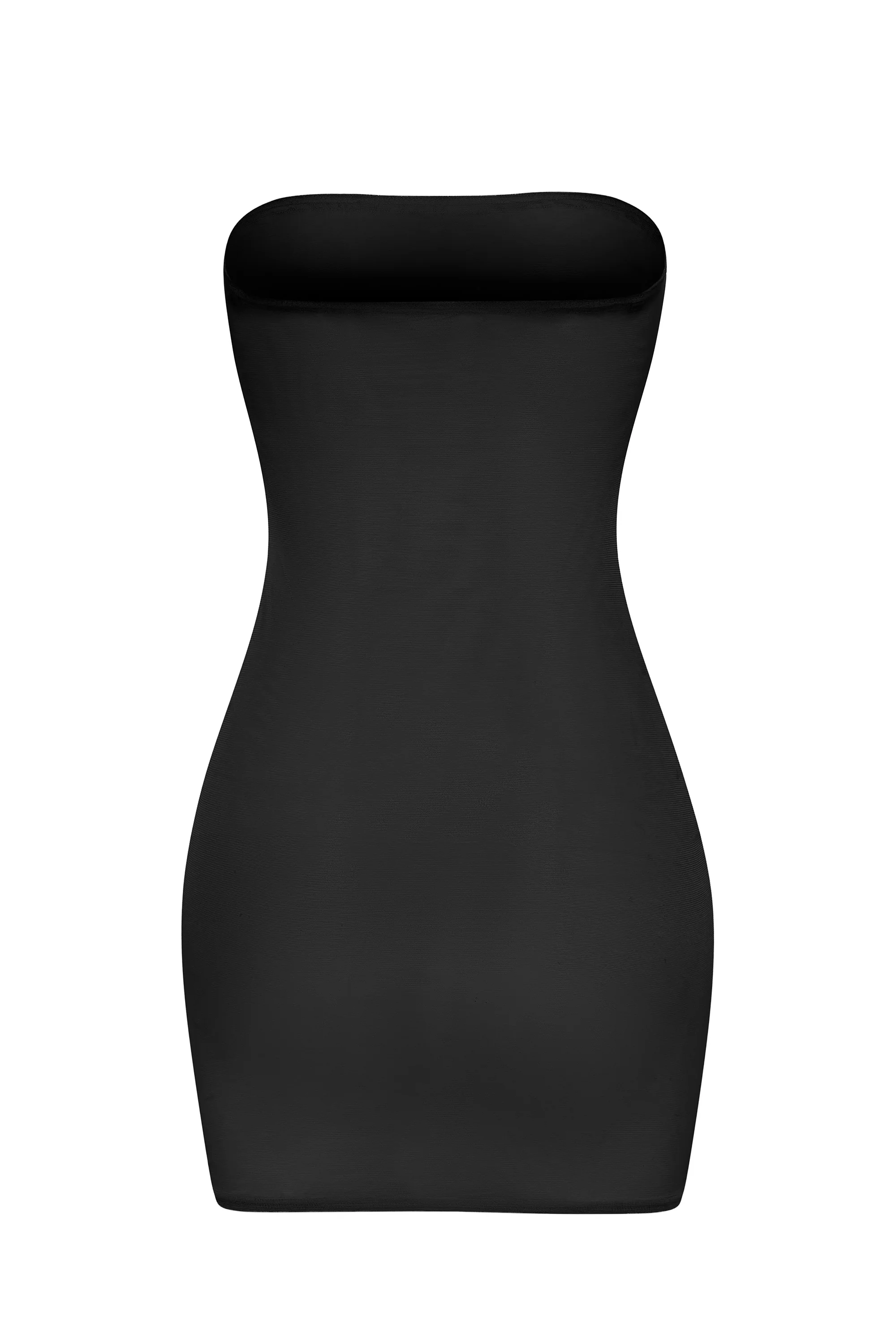 Soft Sheer-Mesh Bandeau Mini Slip Dress in Black - Image 2