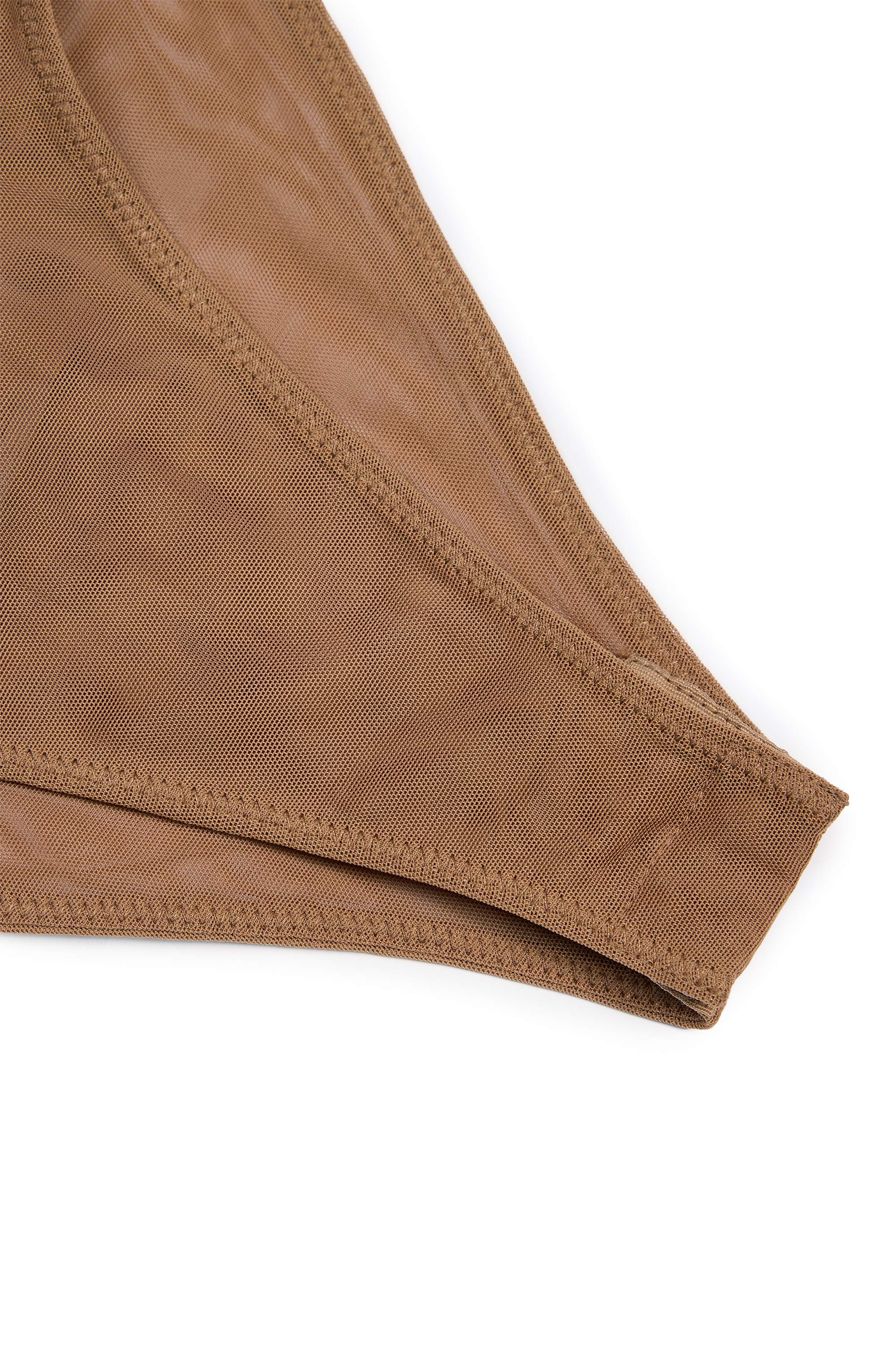 Soft Mesh Invisible Strap Thong Bodysuit in Almond - Image 3