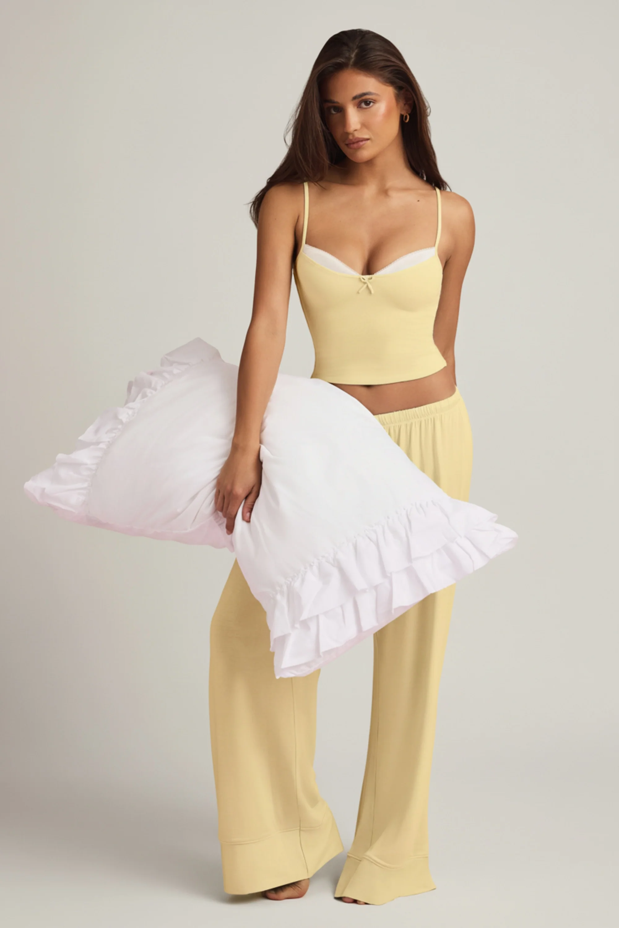 Modal Camisole Pyjama Top in Pastel Yellow - Image 6