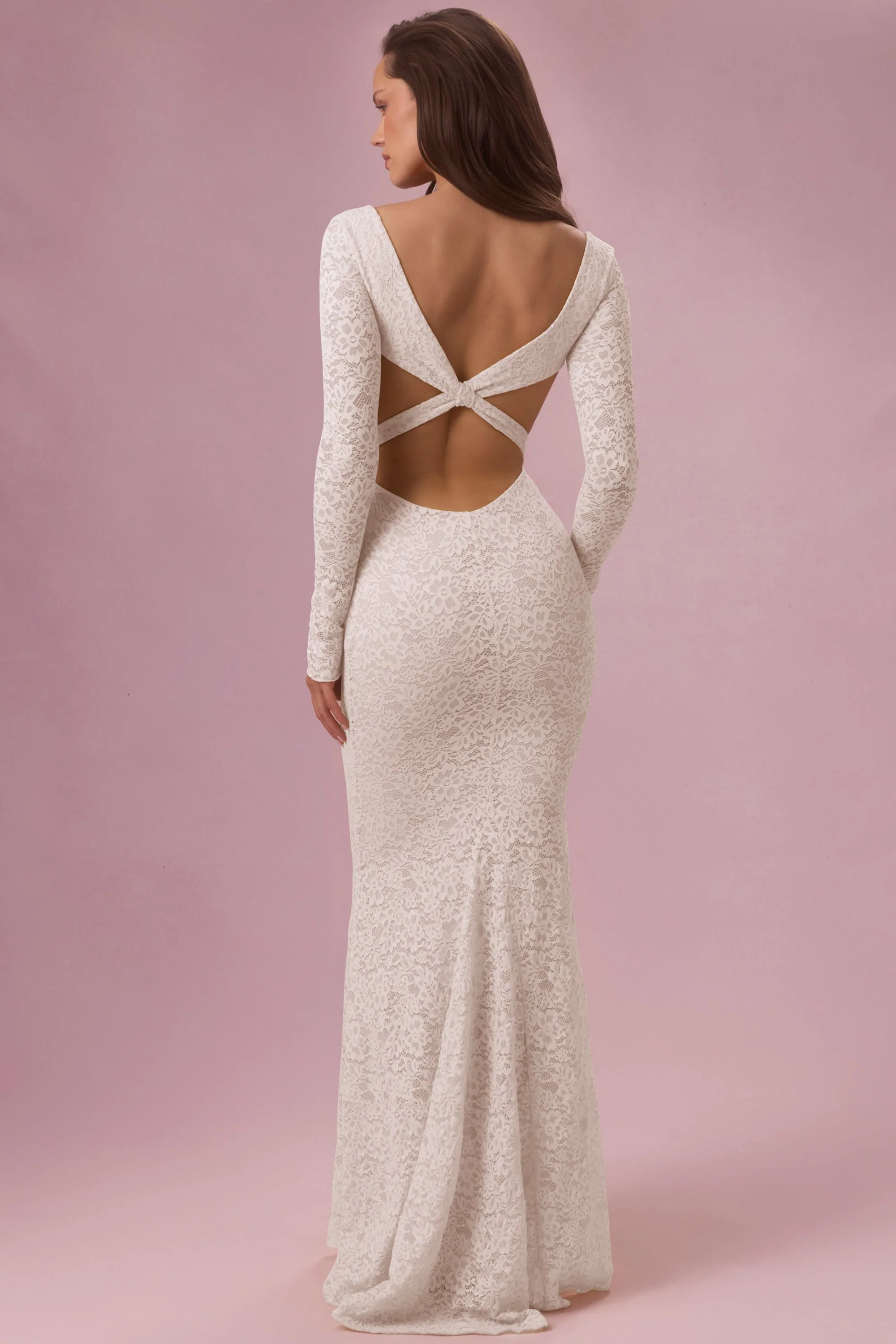 Lace Long-Sleeve Maxi Dress in Ivory - Image 7