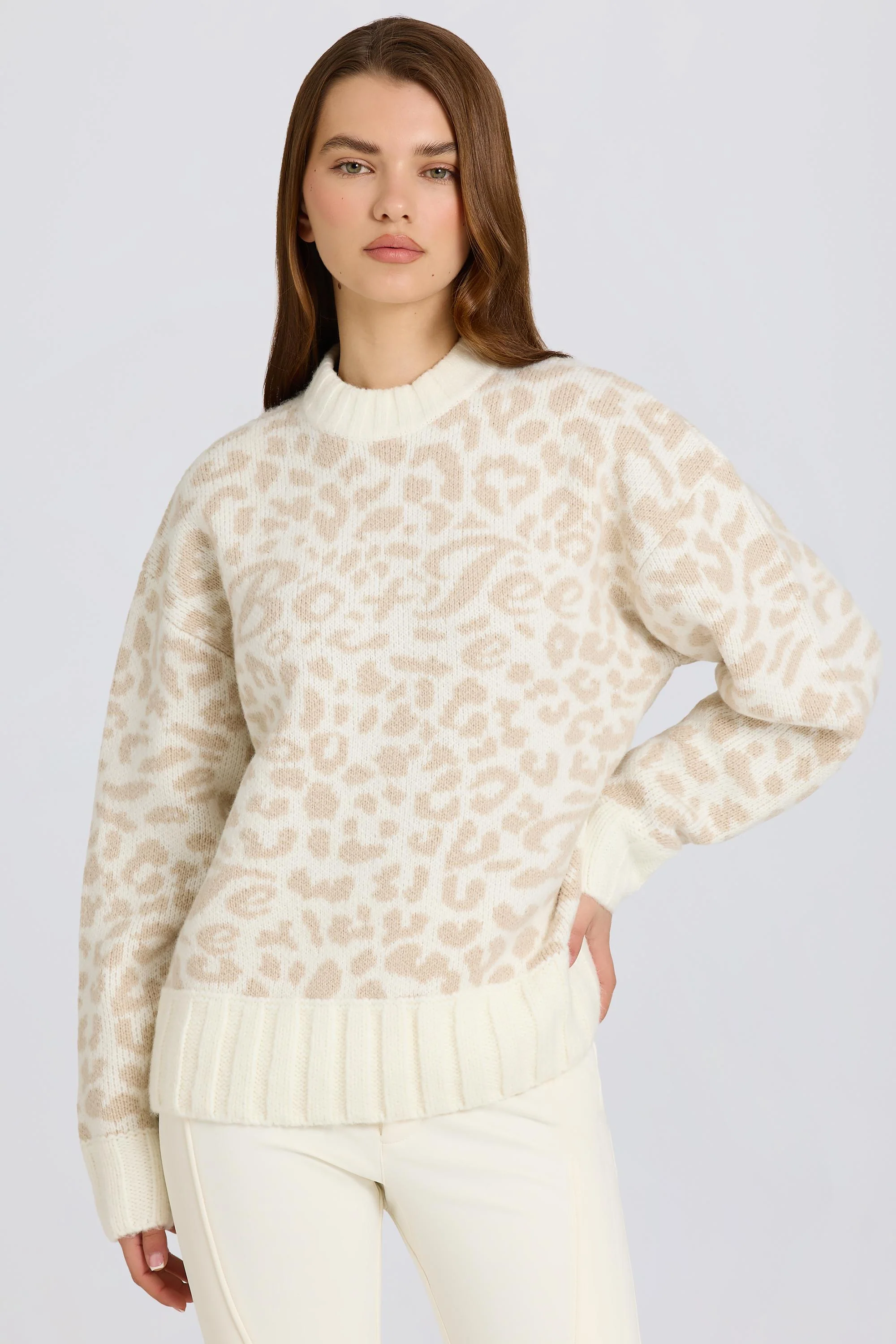 Jacquard-Knit Oversized Jumper in Ice - Image 2