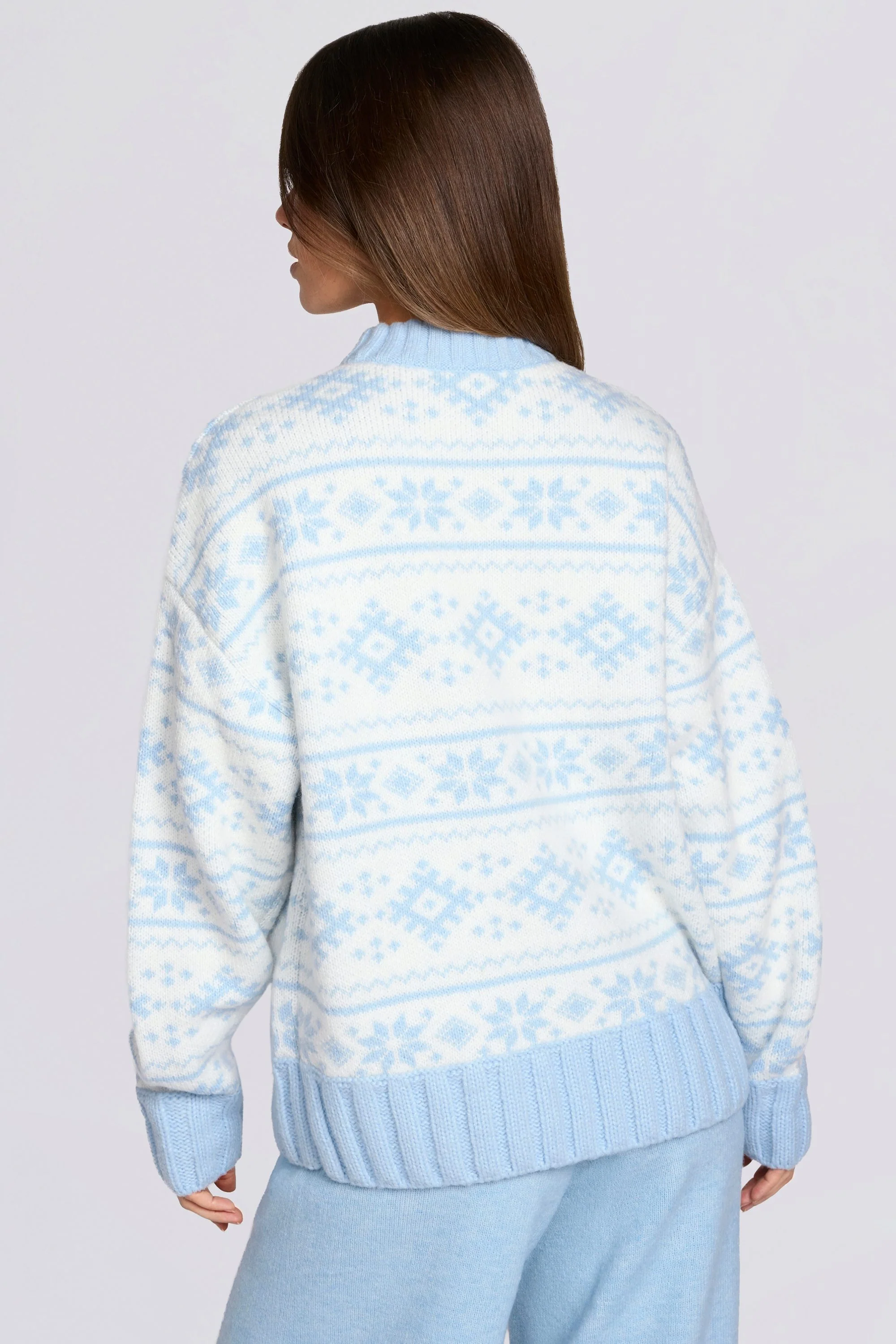Jacquard-Knit Oversized Jumper in Powder Blue - Image 2