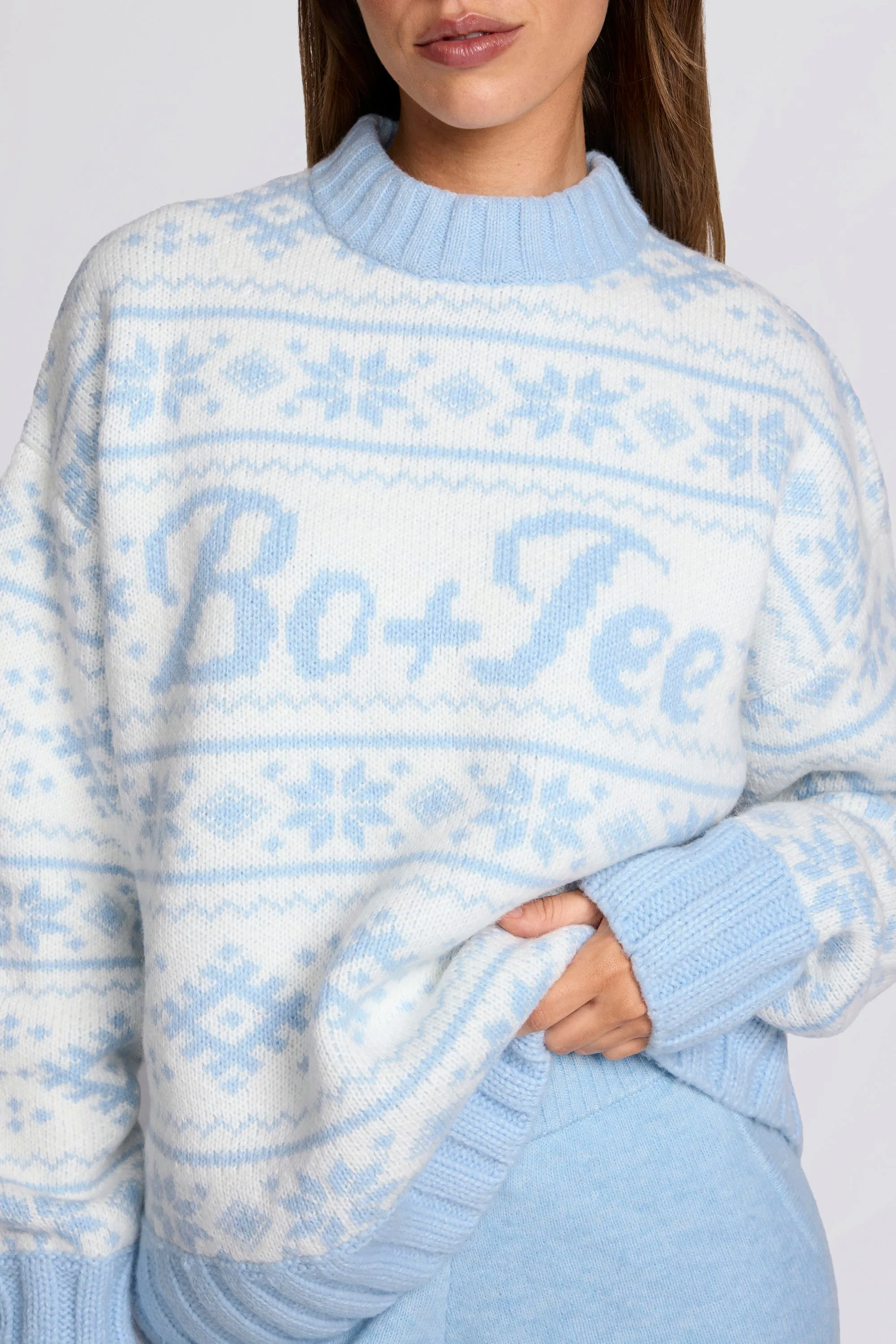 Jacquard-Knit Oversized Jumper in Powder Blue - Image 4