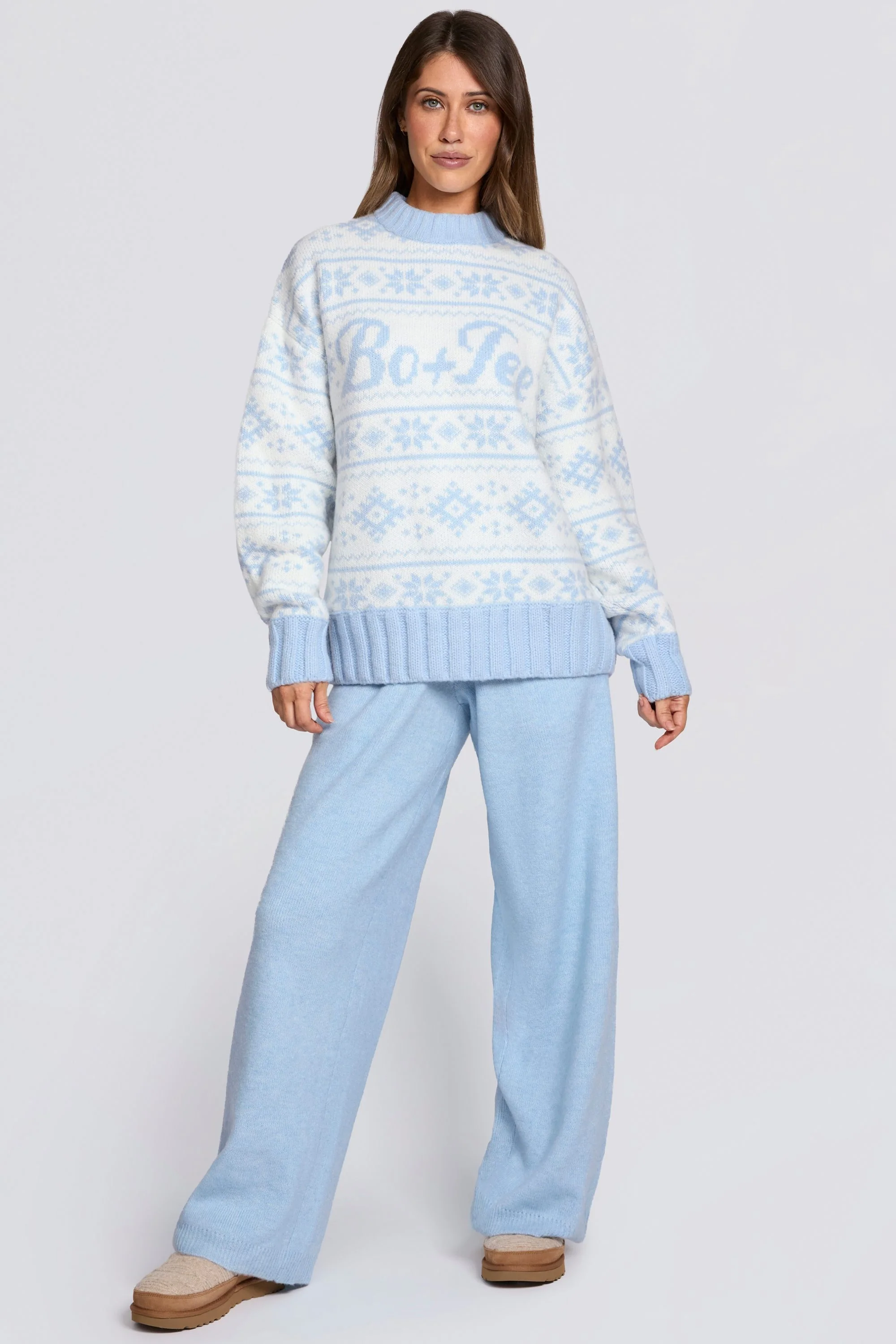 Jacquard-Knit Oversized Jumper in Powder Blue - Image 6