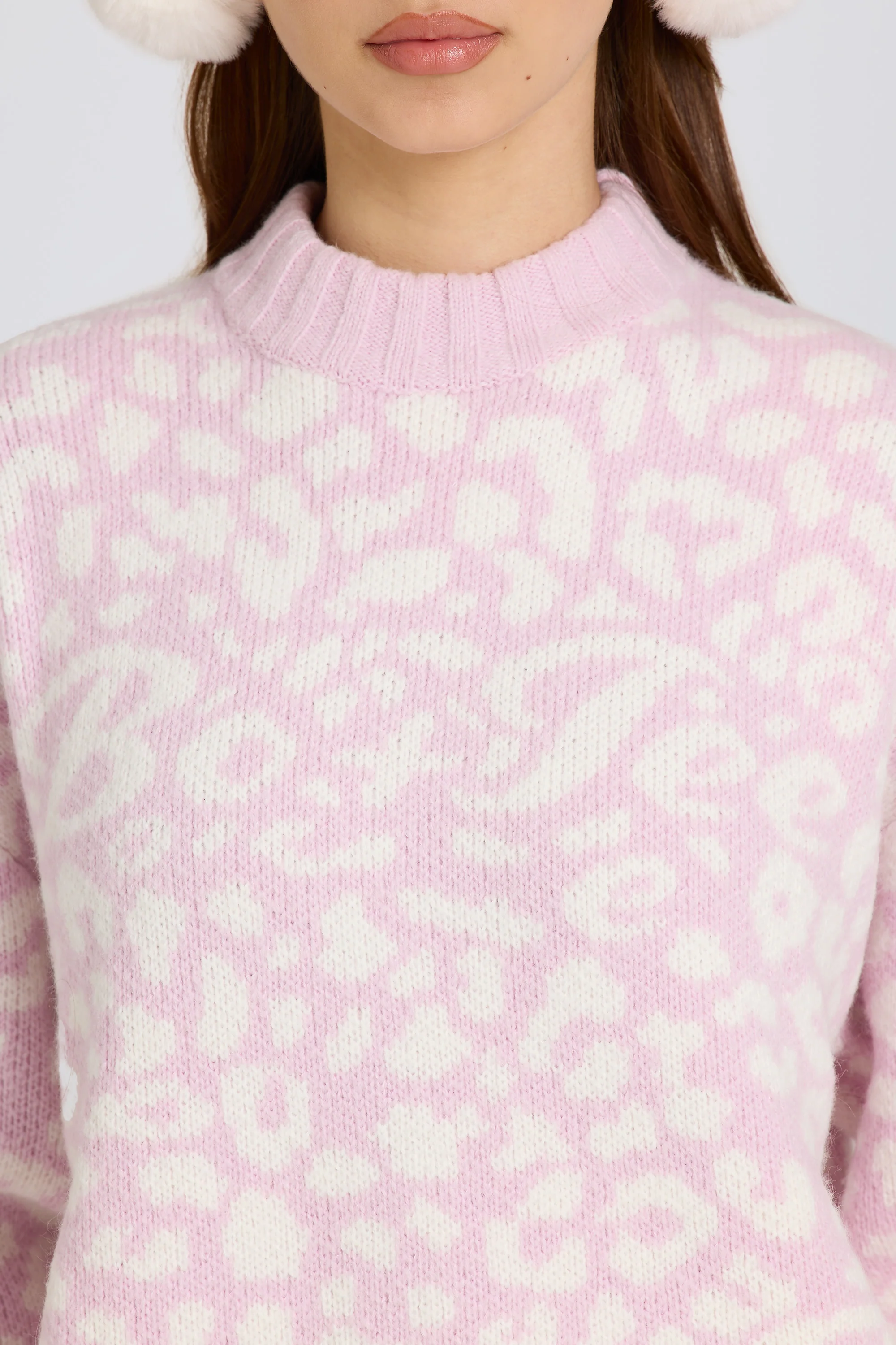 Jacquard-Knit Oversized Jumper in Pink - Image 5
