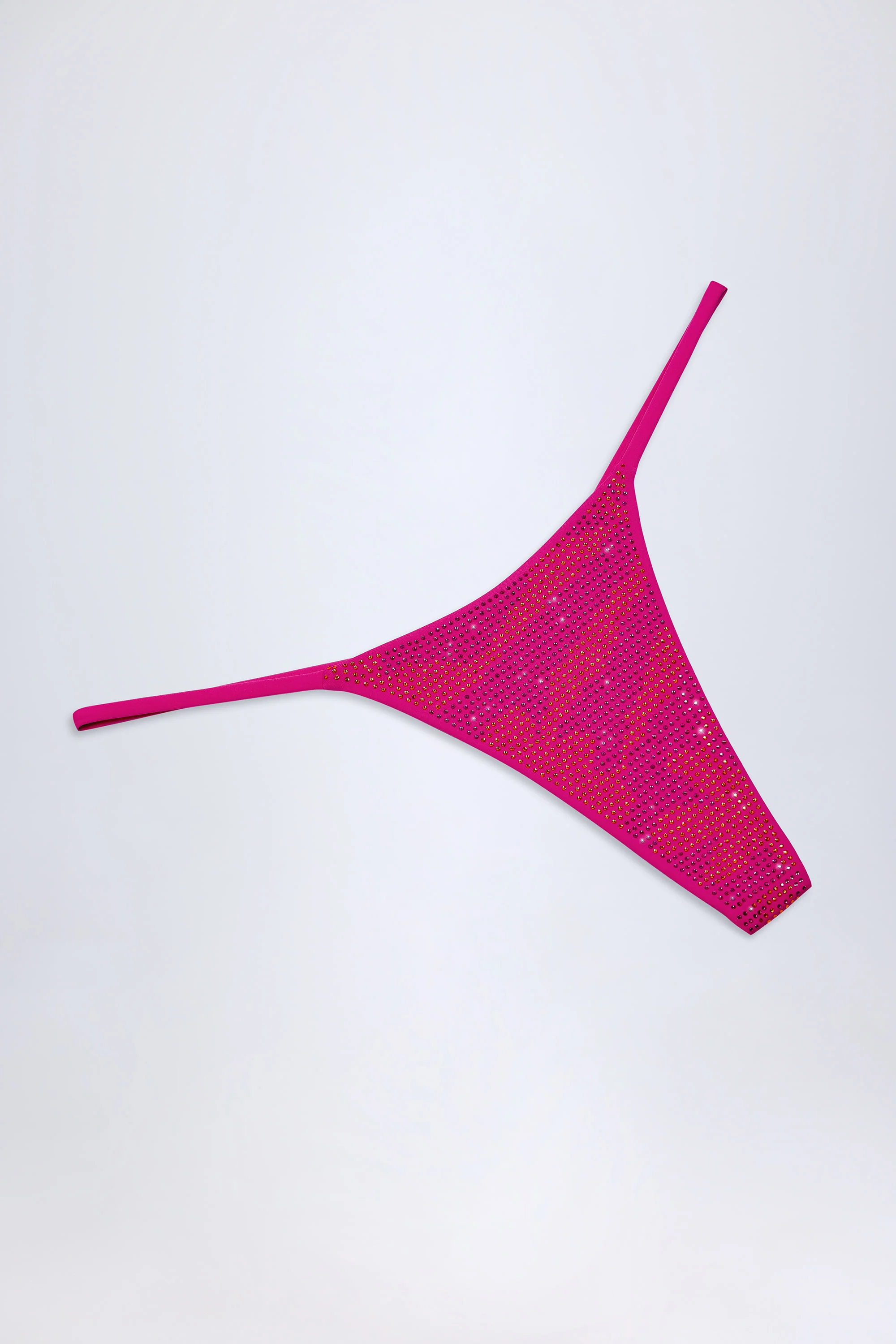 Embellished Thong Bikini Bottoms in Pink Tropical Print - Image 5