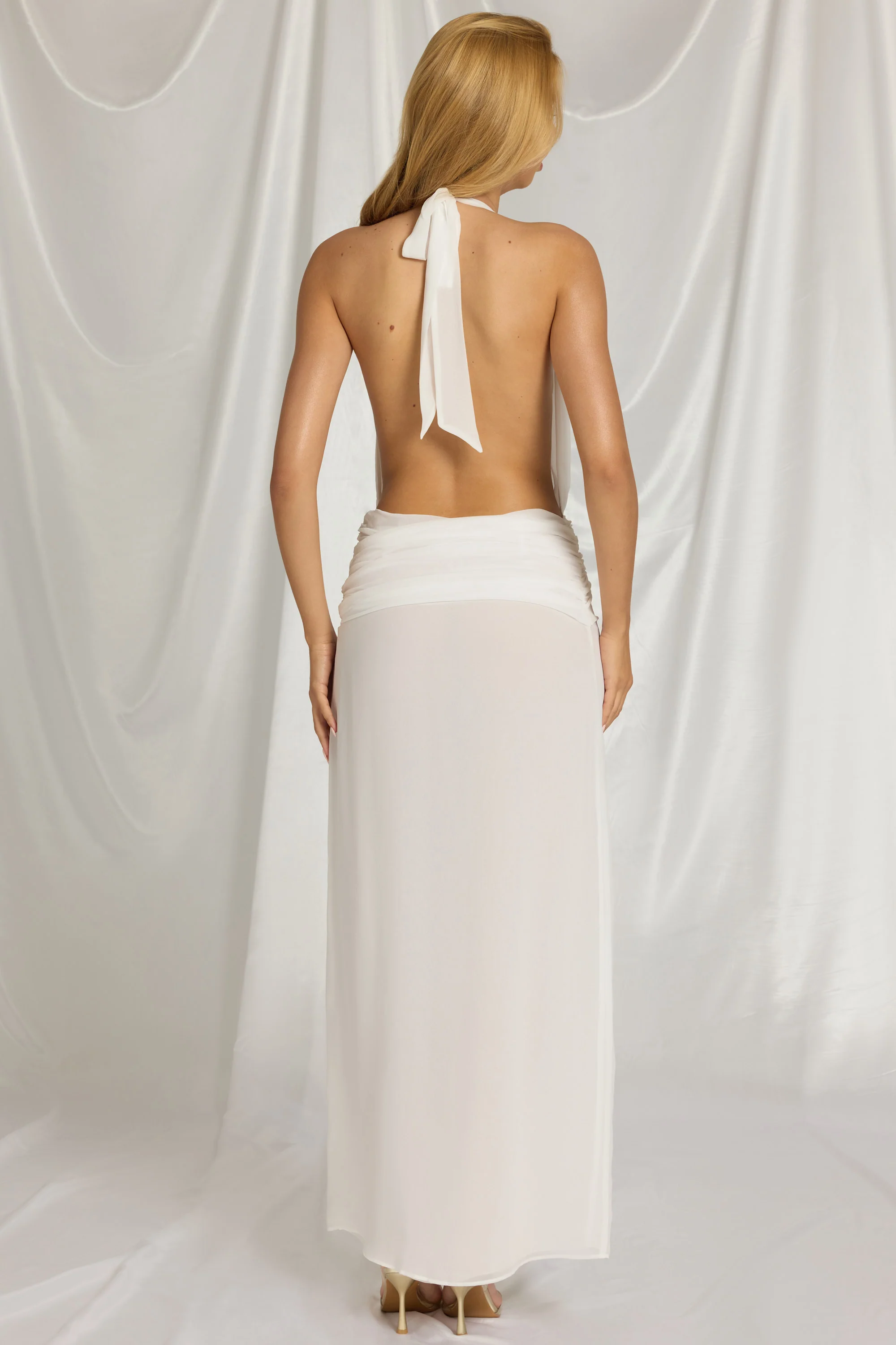 Halterneck Maxi Dress in White - Image 5