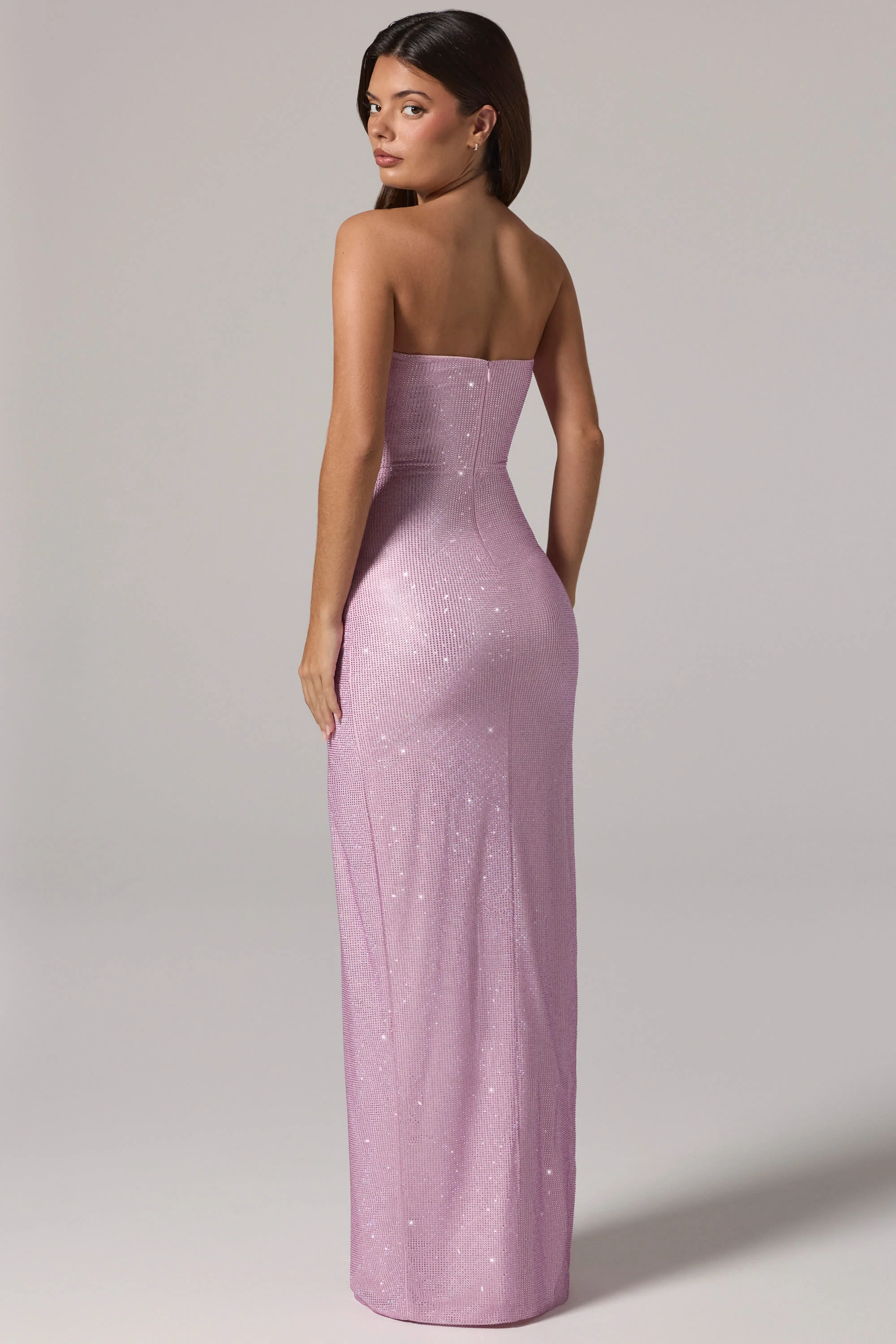 Embellished Bandeau Cowl-Waist Maxi Dress in Pink - Image 2