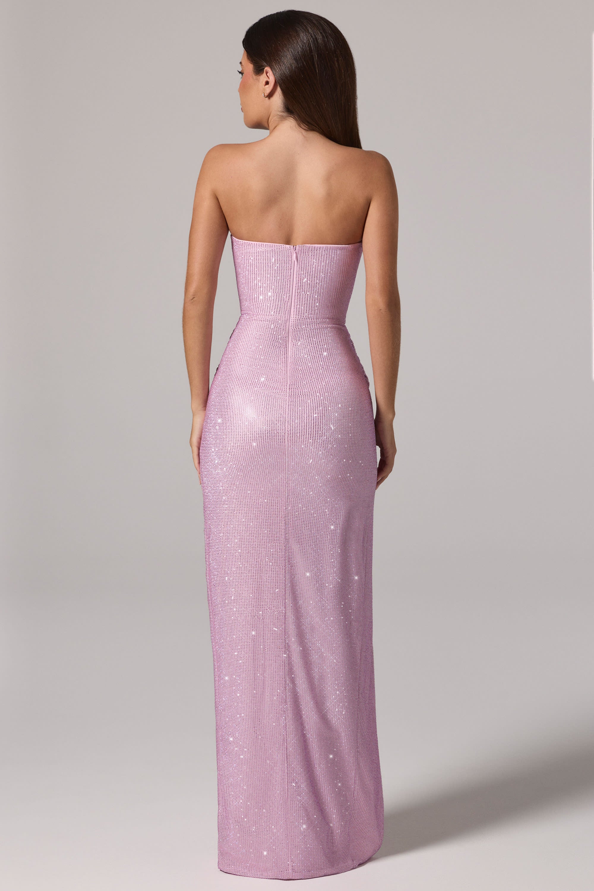 Embellished Bandeau Cowl-Waist Maxi Dress in Pink - Image 6