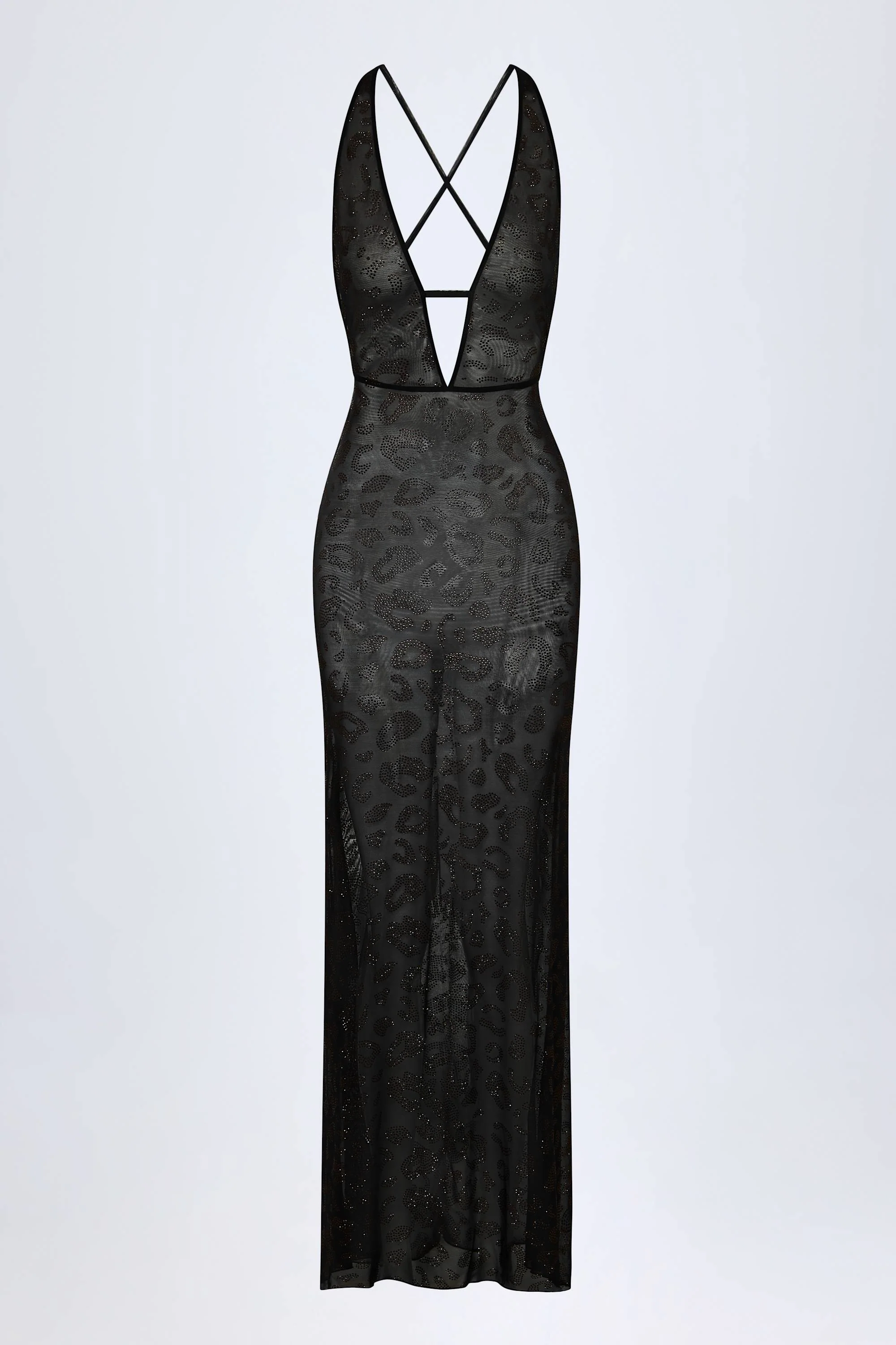 Embellished Backless Maxi Dress in Black - Image 3