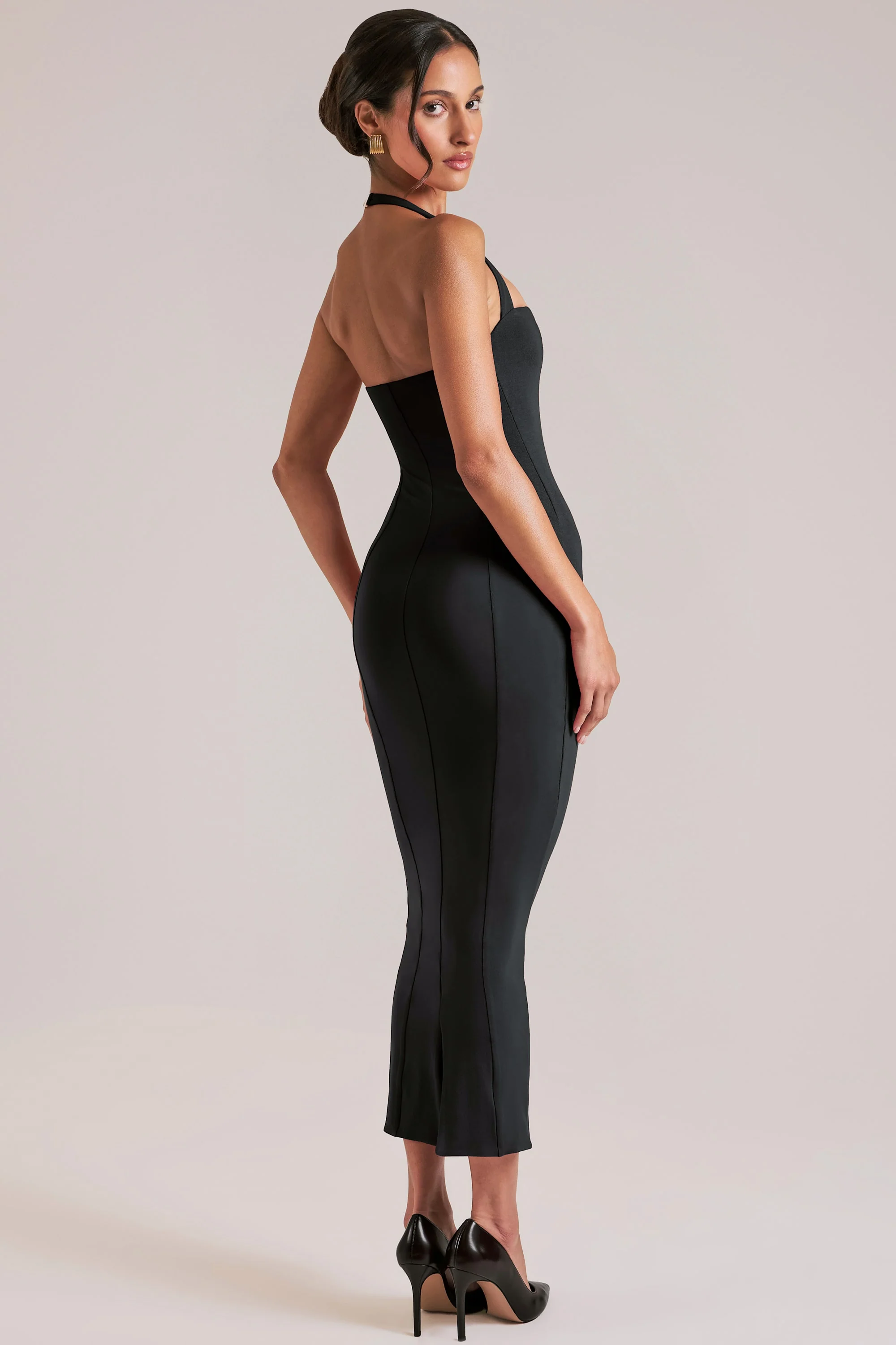 Halterneck Midaxi Dress in Black - Image 8