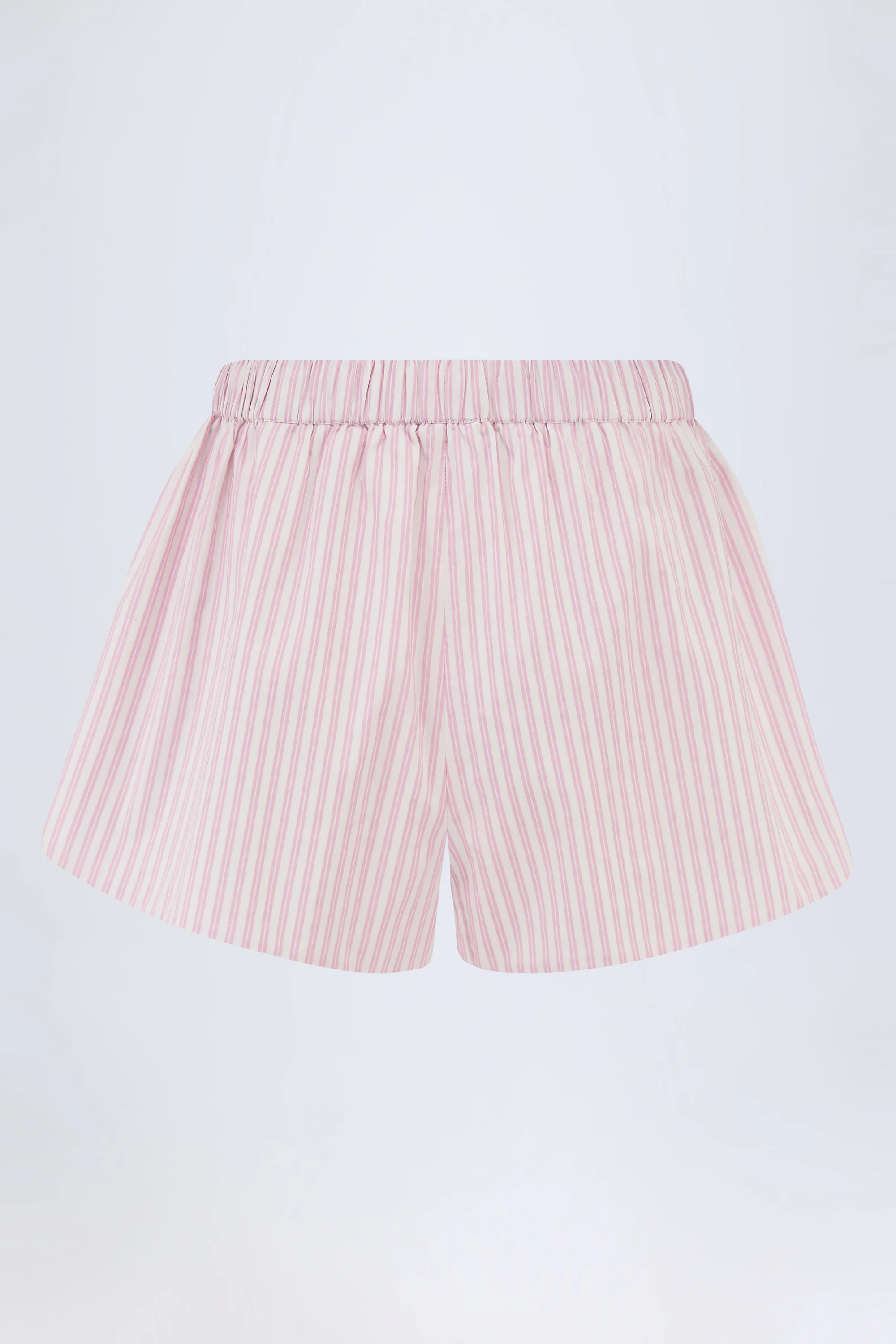 Mid-Rise Cotton-Poplin Shorts in Pink Stripe - Image 3
