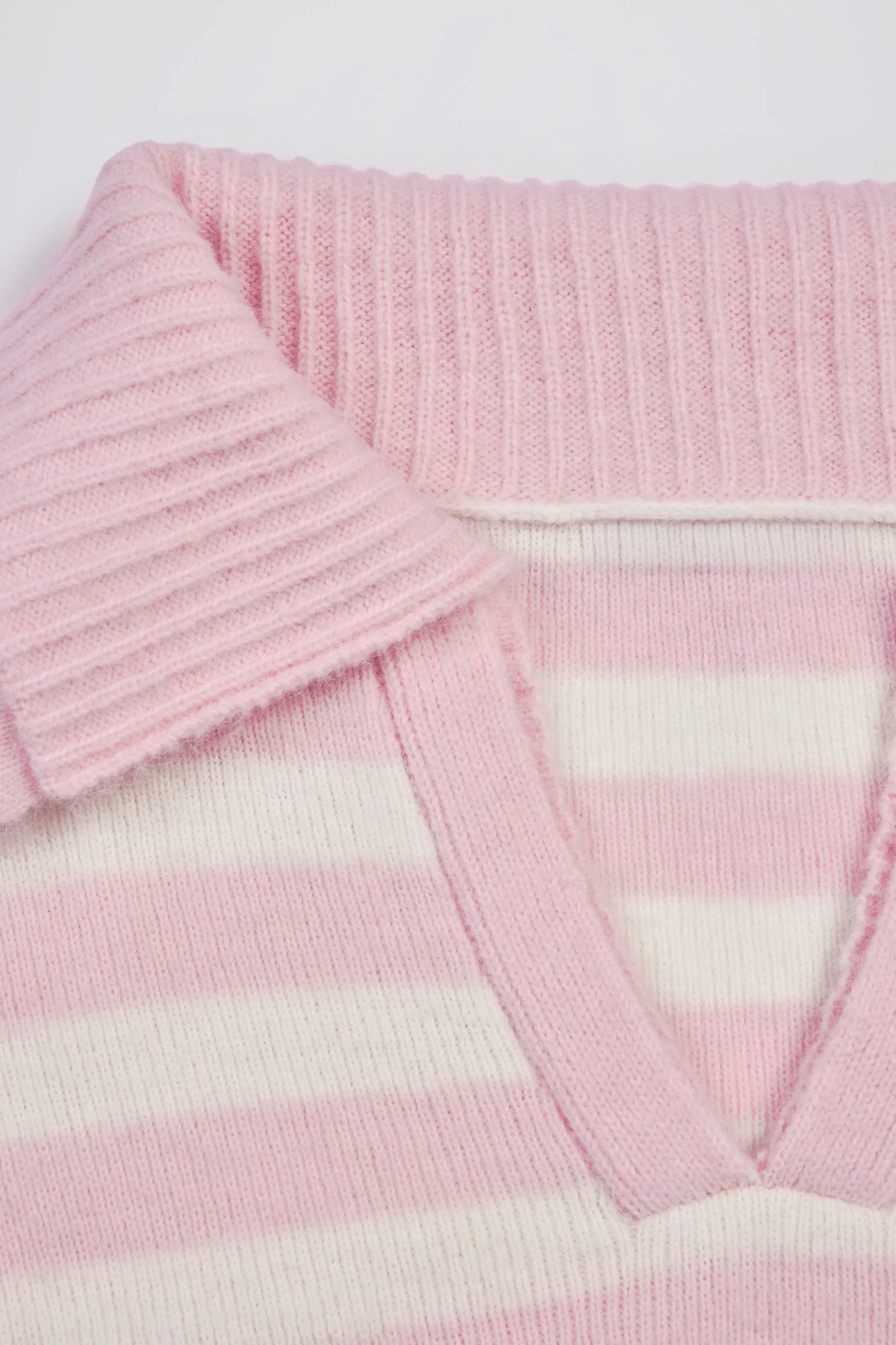 Soft Knit Layered Collar Cropped Jumper in Pink Stripe - Image 5
