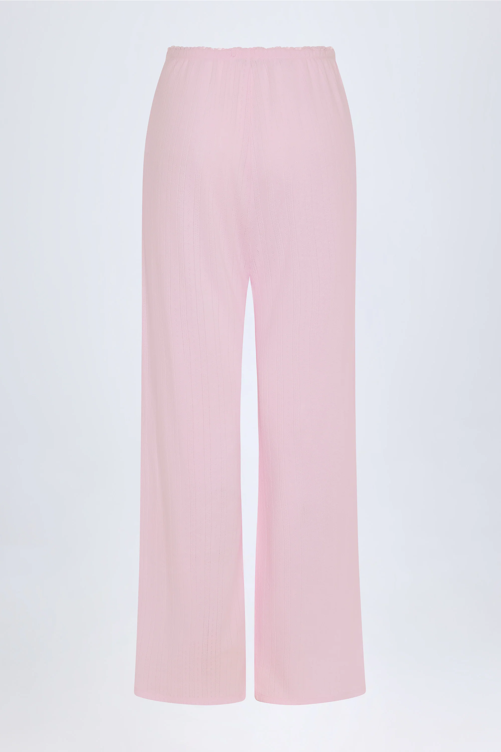 Pointelle Mid-Rise Straight-Leg Trousers in Baby Pink - Image 4
