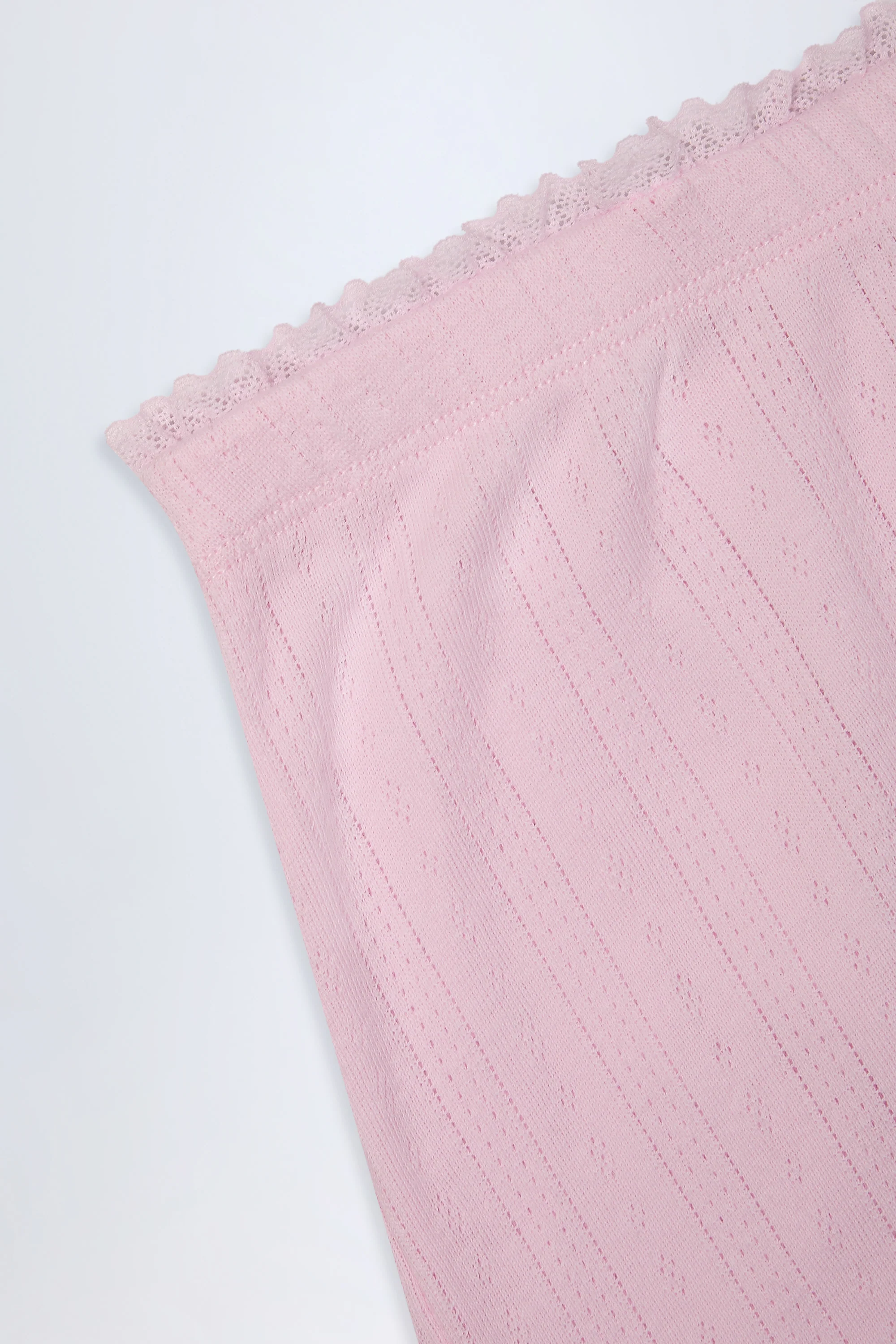 Pointelle Mid-Rise Straight-Leg Trousers in Baby Pink - Image 6