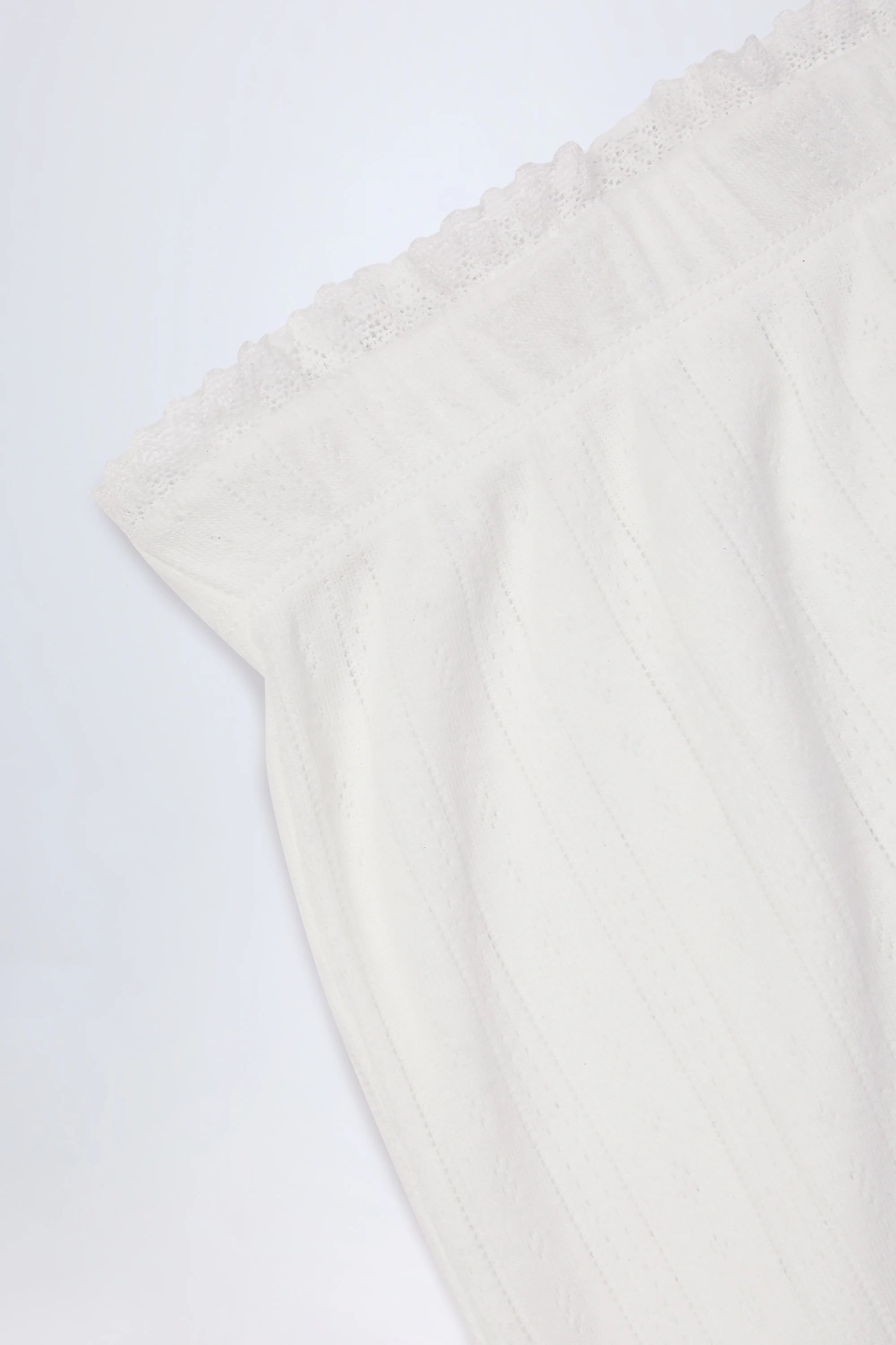 Pointelle Mid-Rise Straight-Leg Trousers in White - Image 6