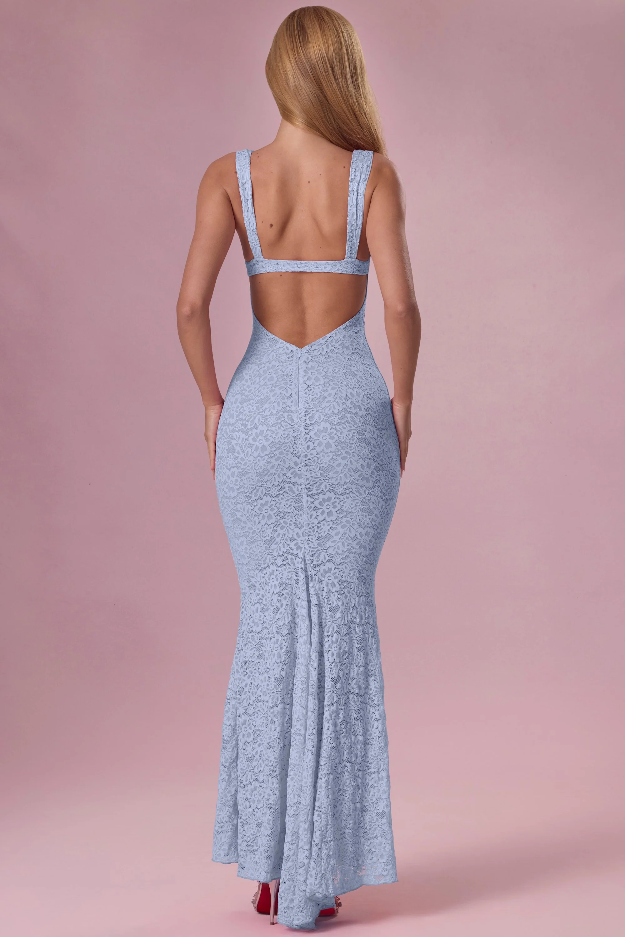 Lace Sweetheart-Neck Gown in Powder Blue - Image 3