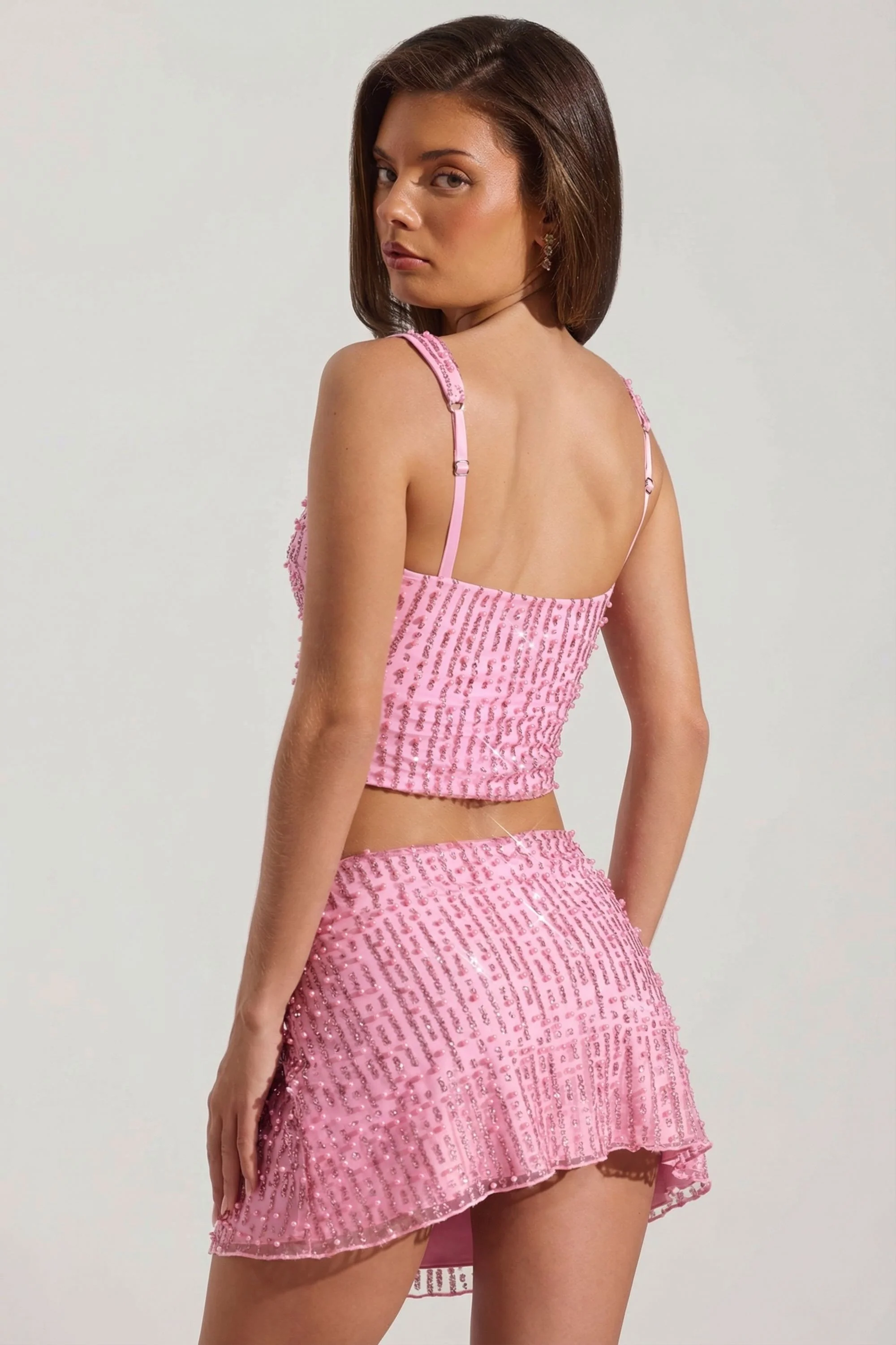 Embellished Square-Neck Crop Top in Pink - Image 5