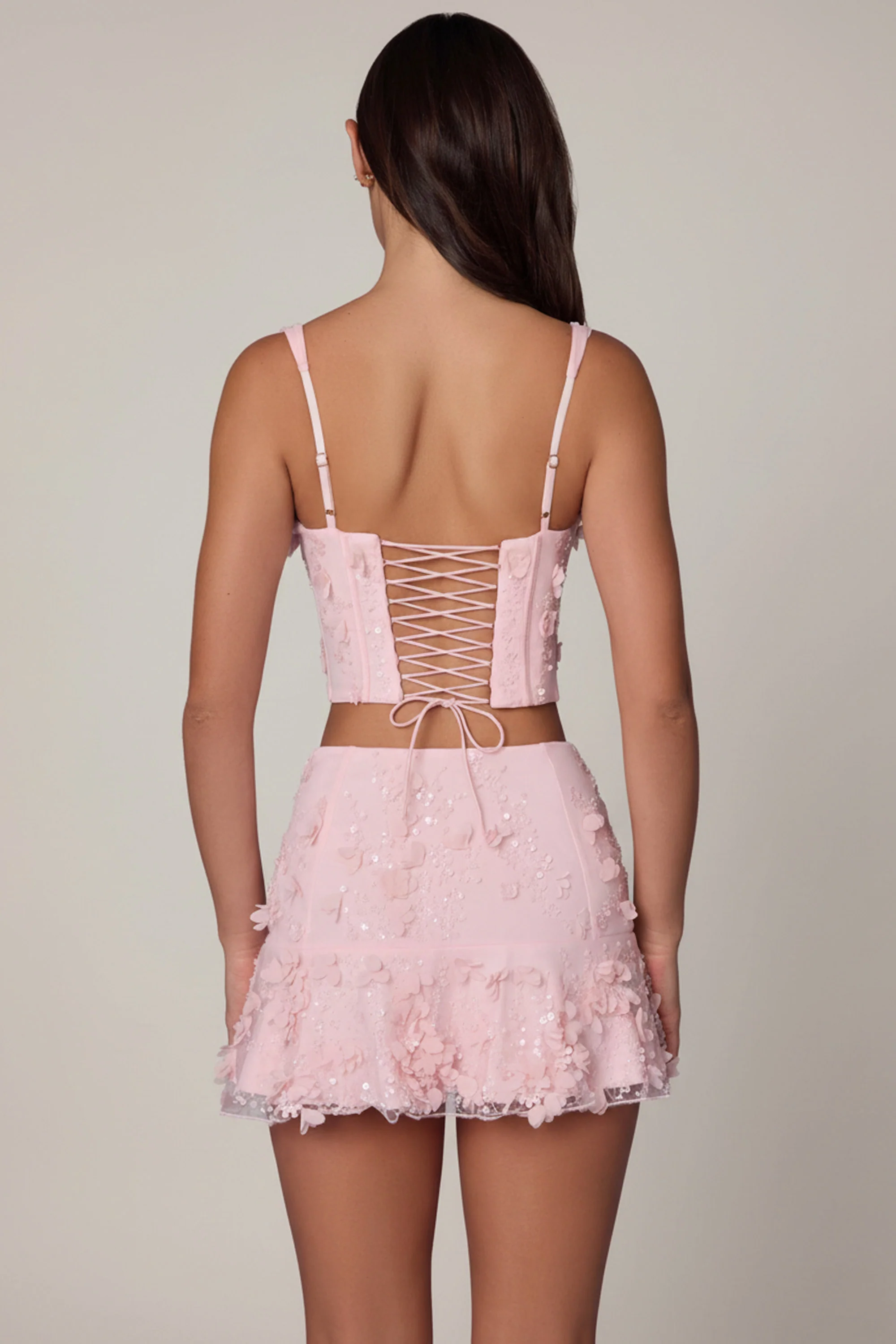Embellished Mid-Rise A-Line Mini Skirt in Soft Pink - Image 5