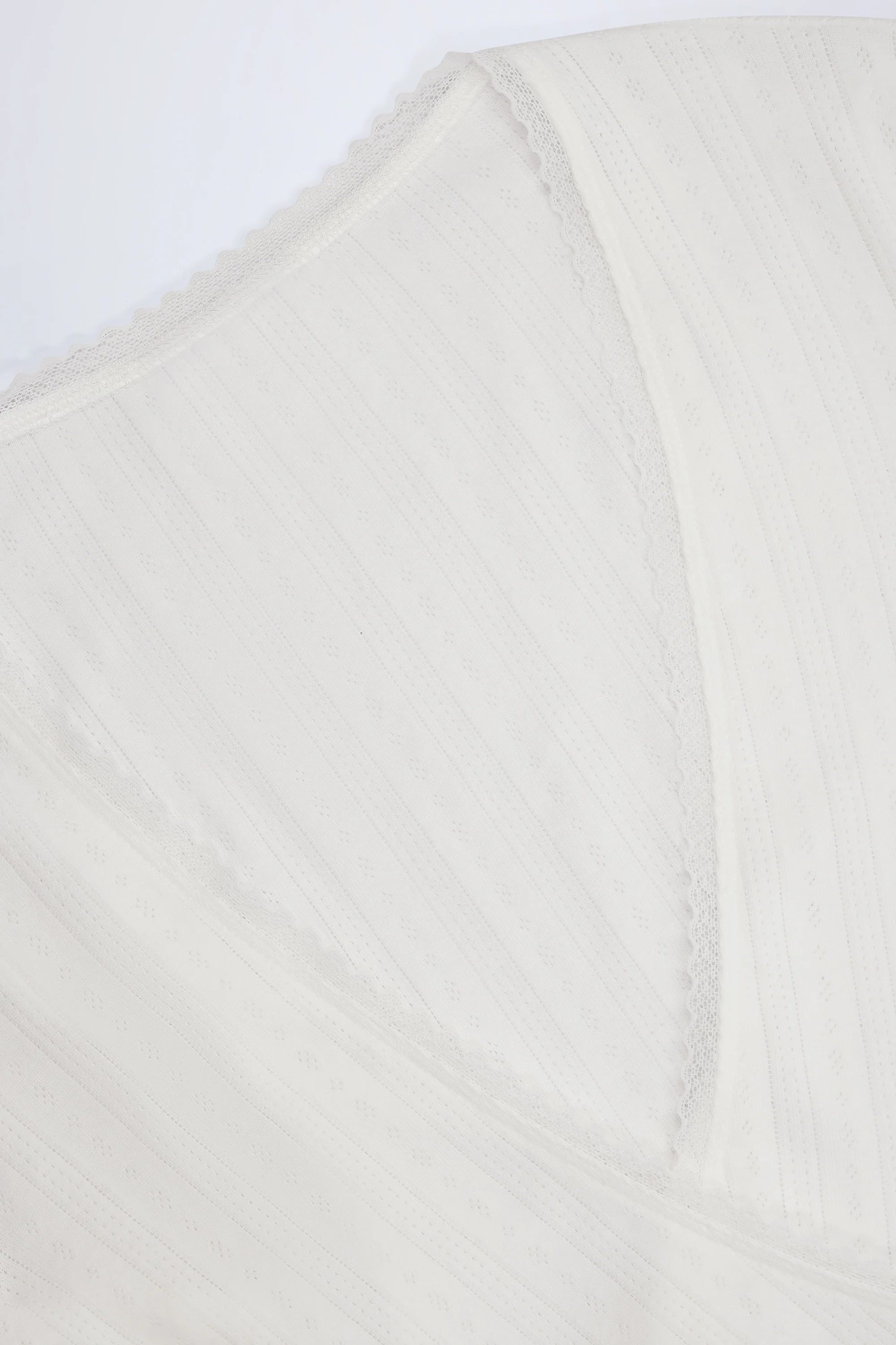 Pointelle Wrap Crop Top in White - Image 6