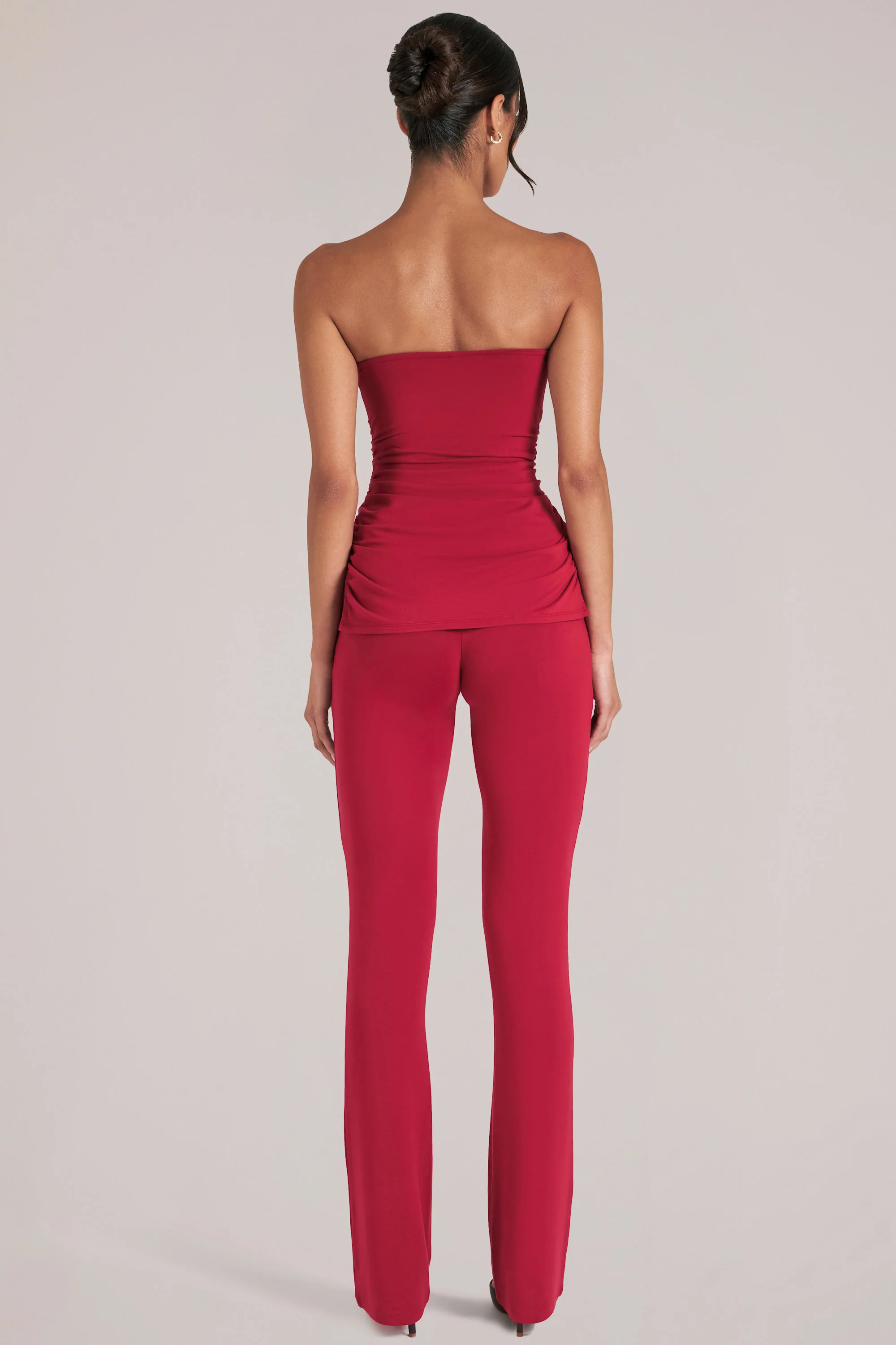 Mid-Rise Fitted Trousers  in Cherry Red - Image 6