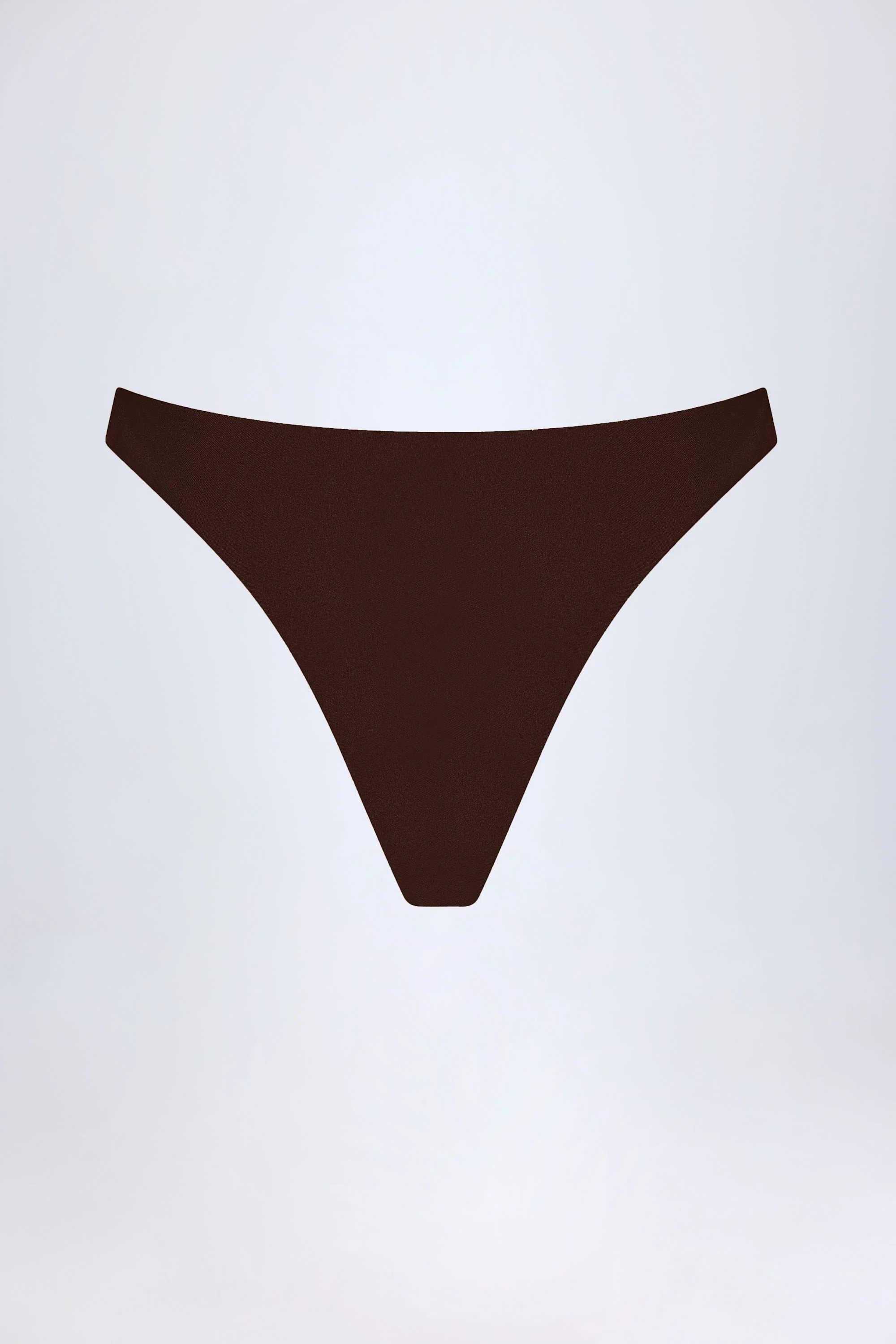 High-Leg Cheeky Bikini Bottoms in Dark Chocolate - Image 4