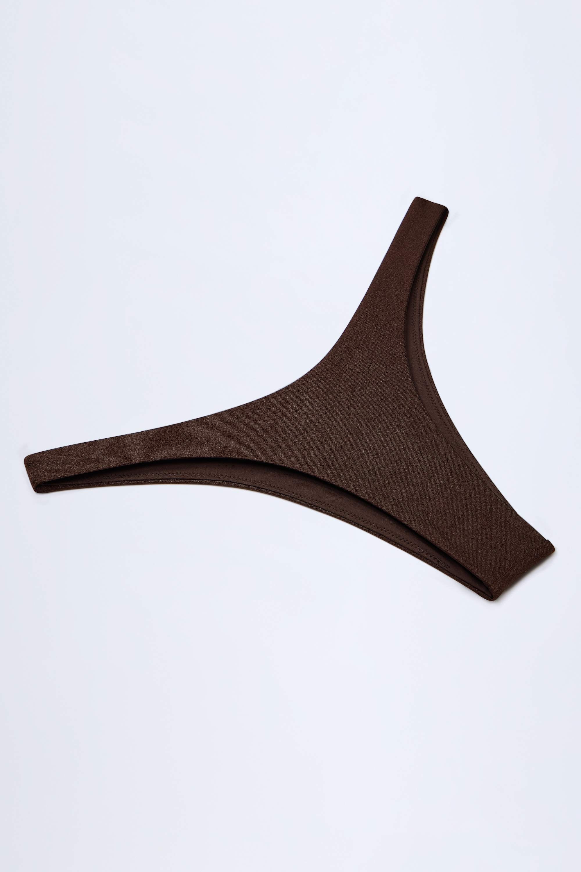 High-Leg Cheeky Bikini Bottoms in Dark Chocolate - Image 5
