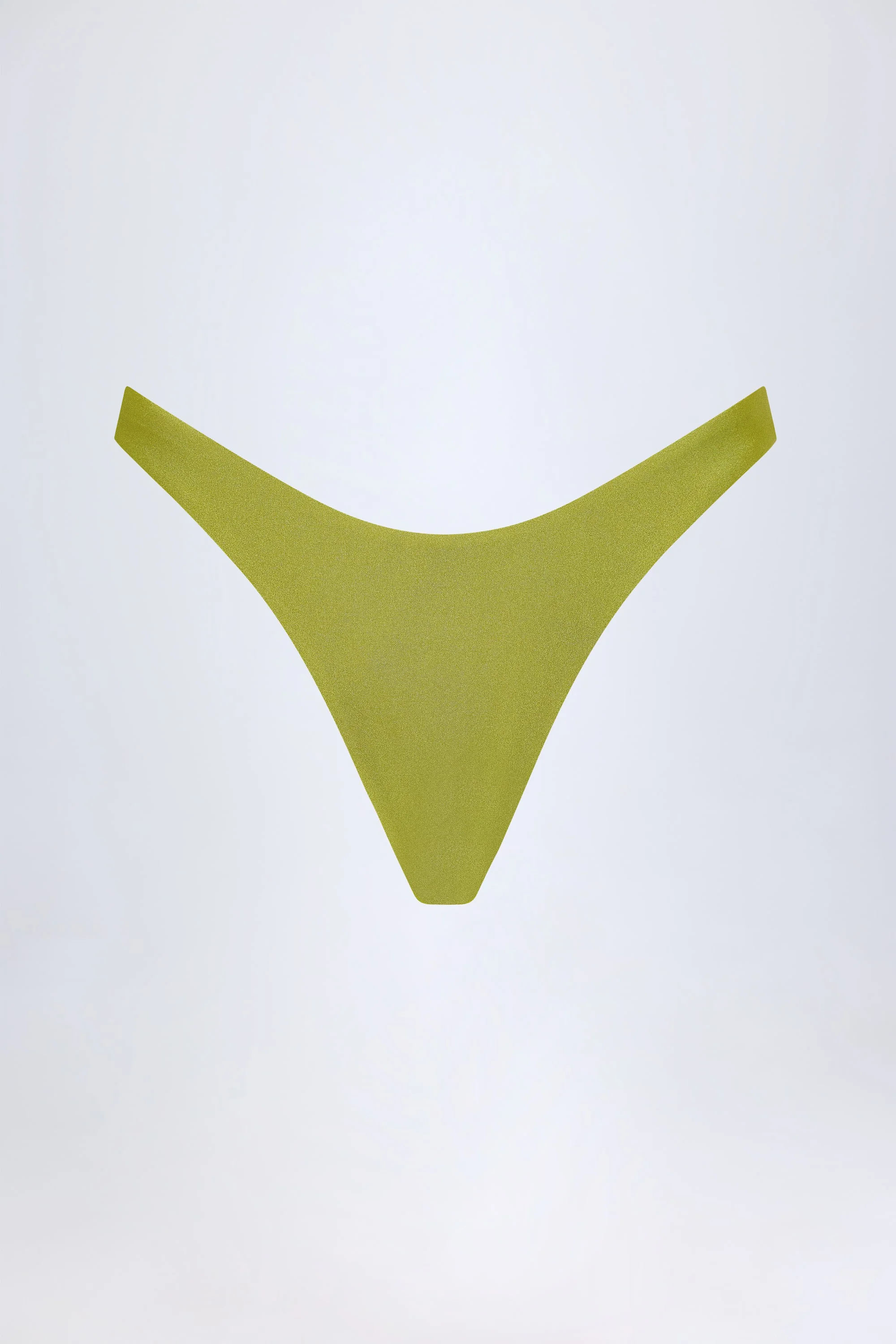 High-Leg Cheeky Bikini Bottoms in Olive Green - Image 3