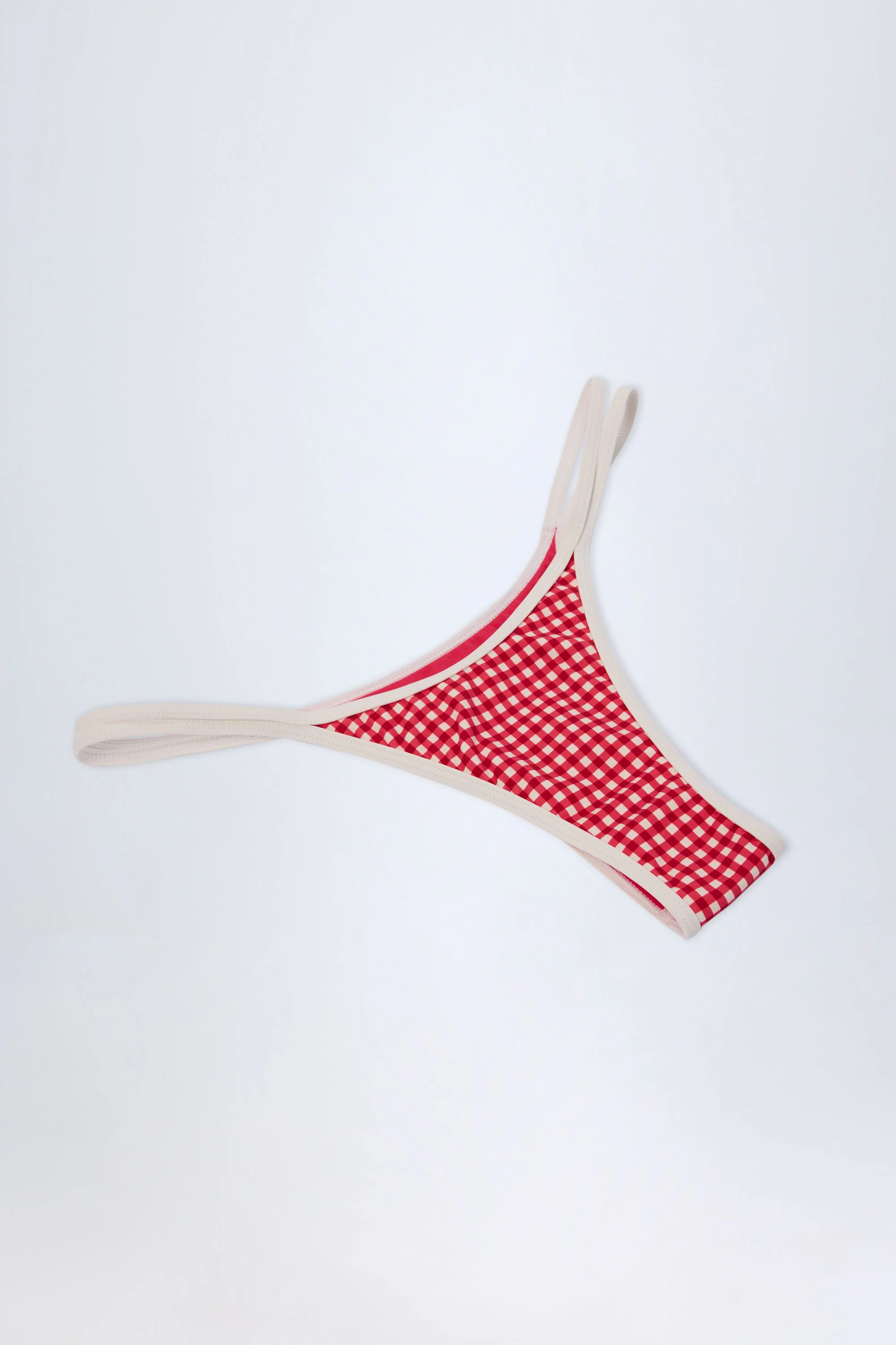 Double-Strap Cheeky Bikini Bottoms in Red Gingham - Image 6