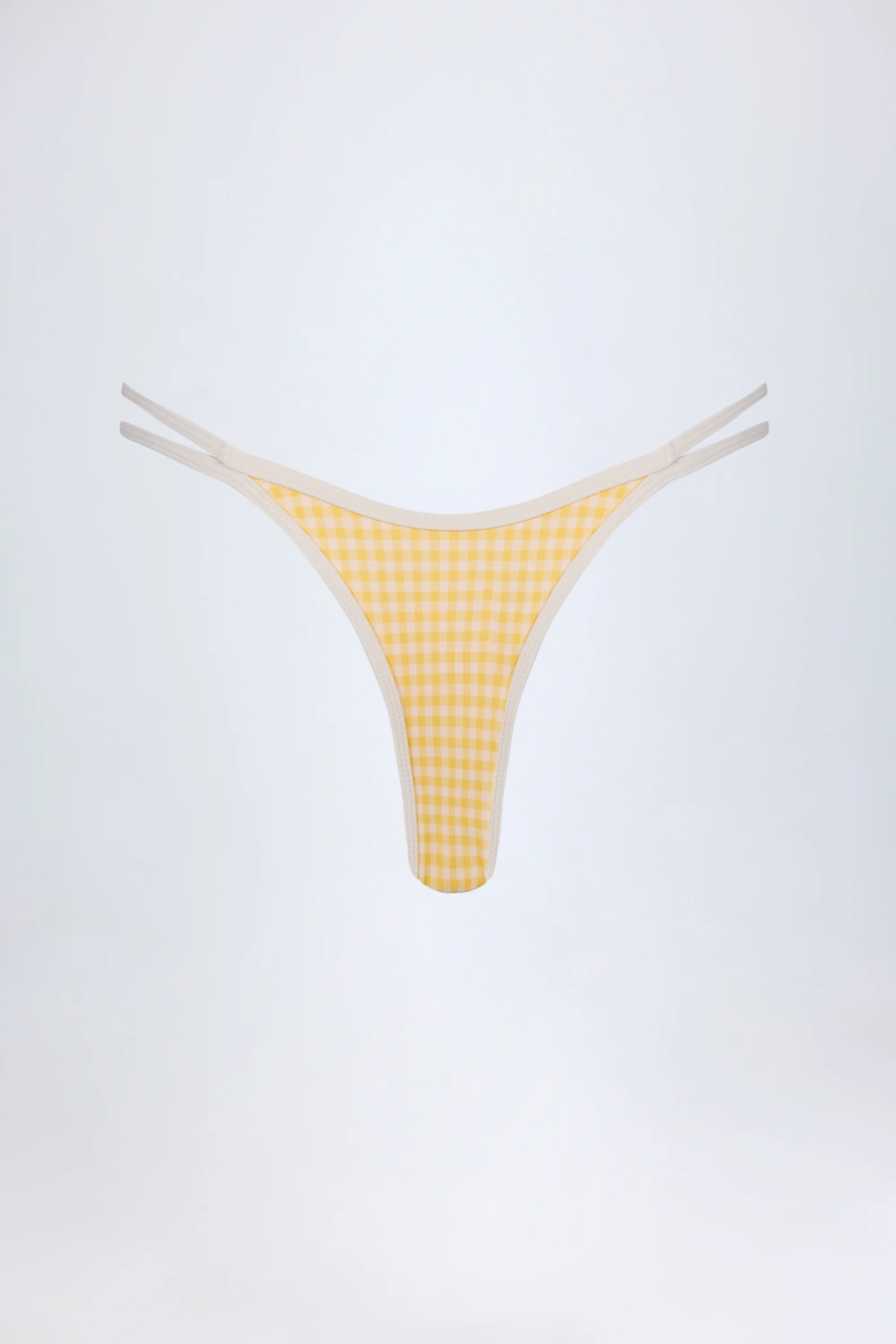 Double-Strap Cheeky Bikini Bottoms in Yellow Gingham - Image 5