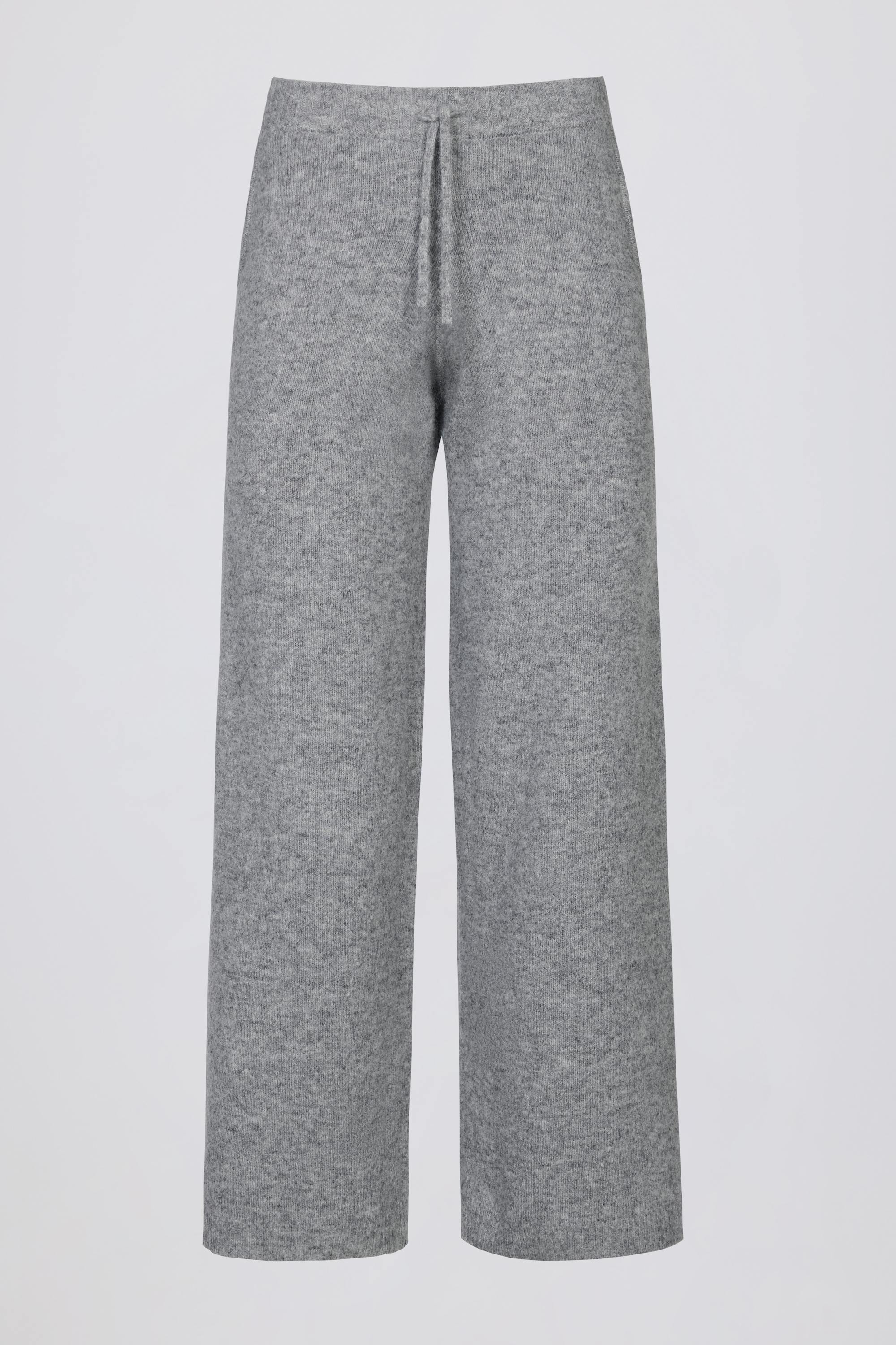 Knit Mid-Rise Wide-Leg Joggers in Grey - Image 3