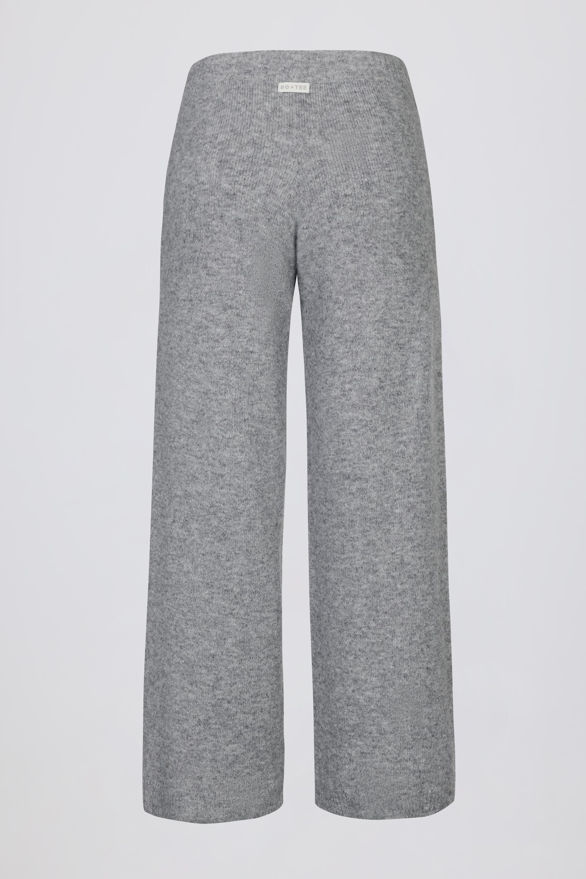 Knit Mid-Rise Wide-Leg Joggers in Grey - Image 4