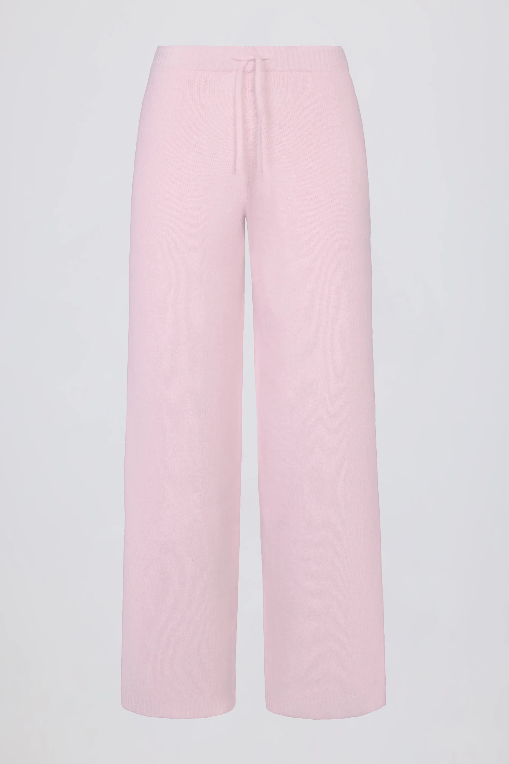 Knit Mid-Rise Wide-Leg Joggers in Soft Pink - Image 3