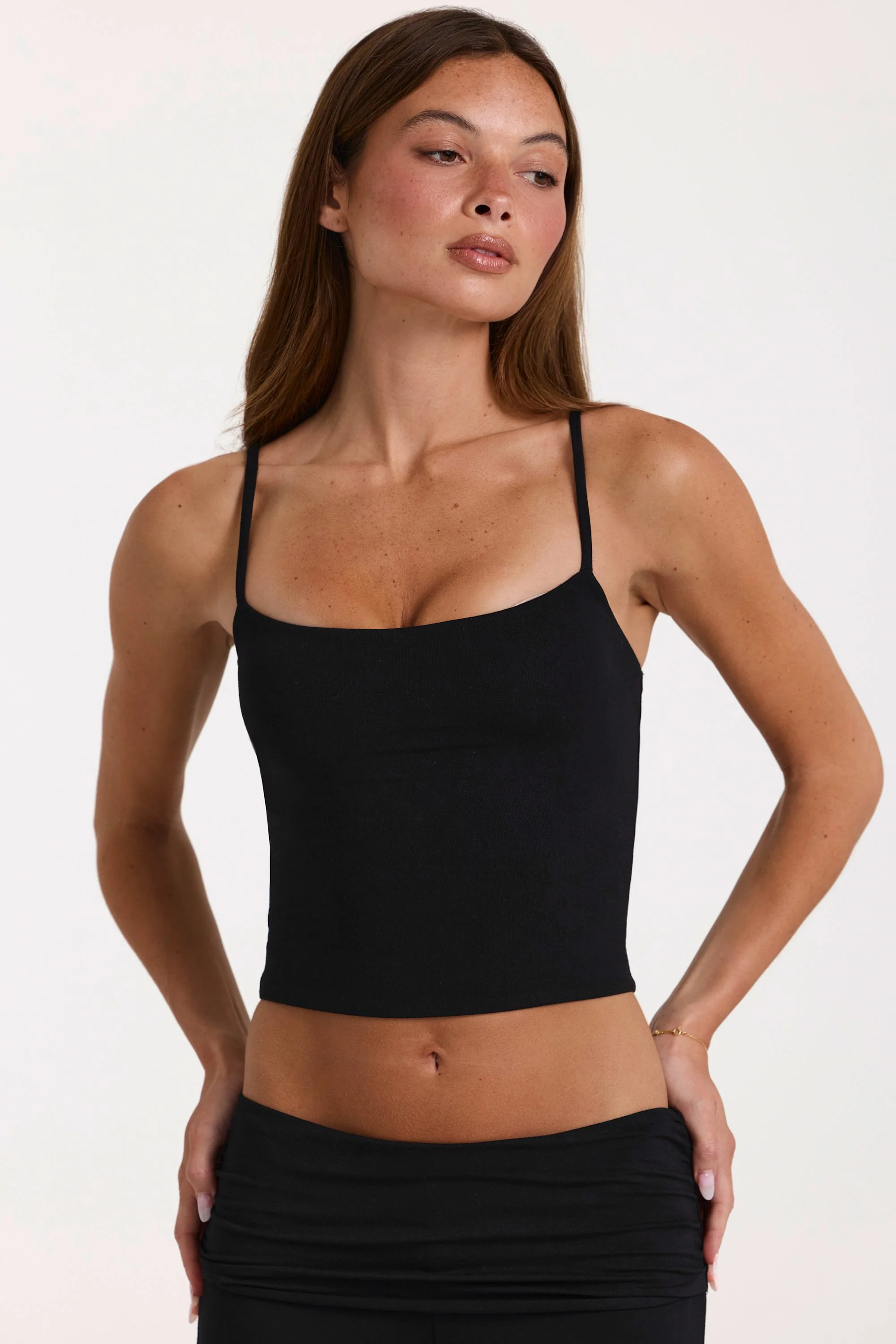 Modal Cropped Tank Top in Black - Image 4