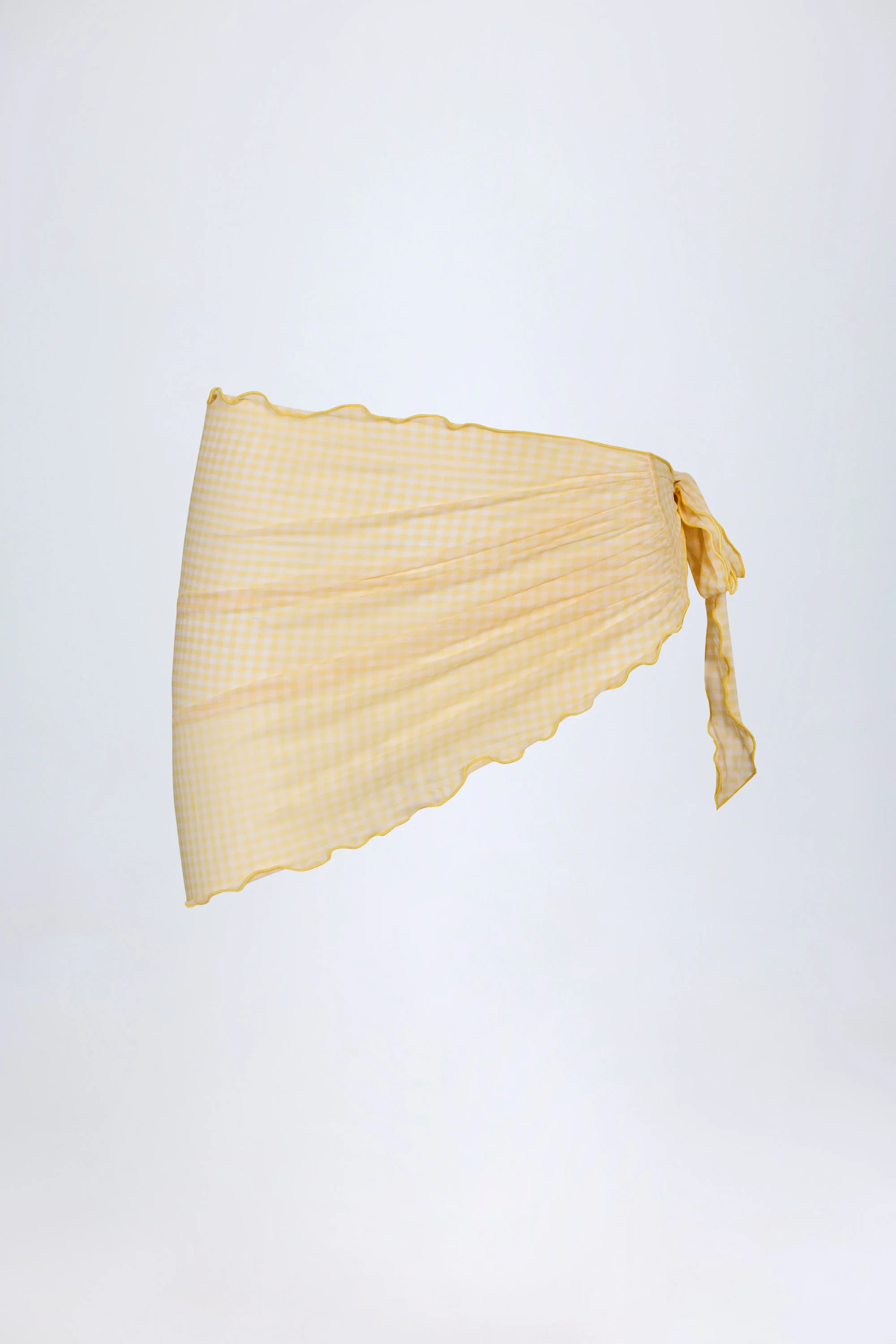 Side-Tie Sarong in Yellow Gingham - Image 3