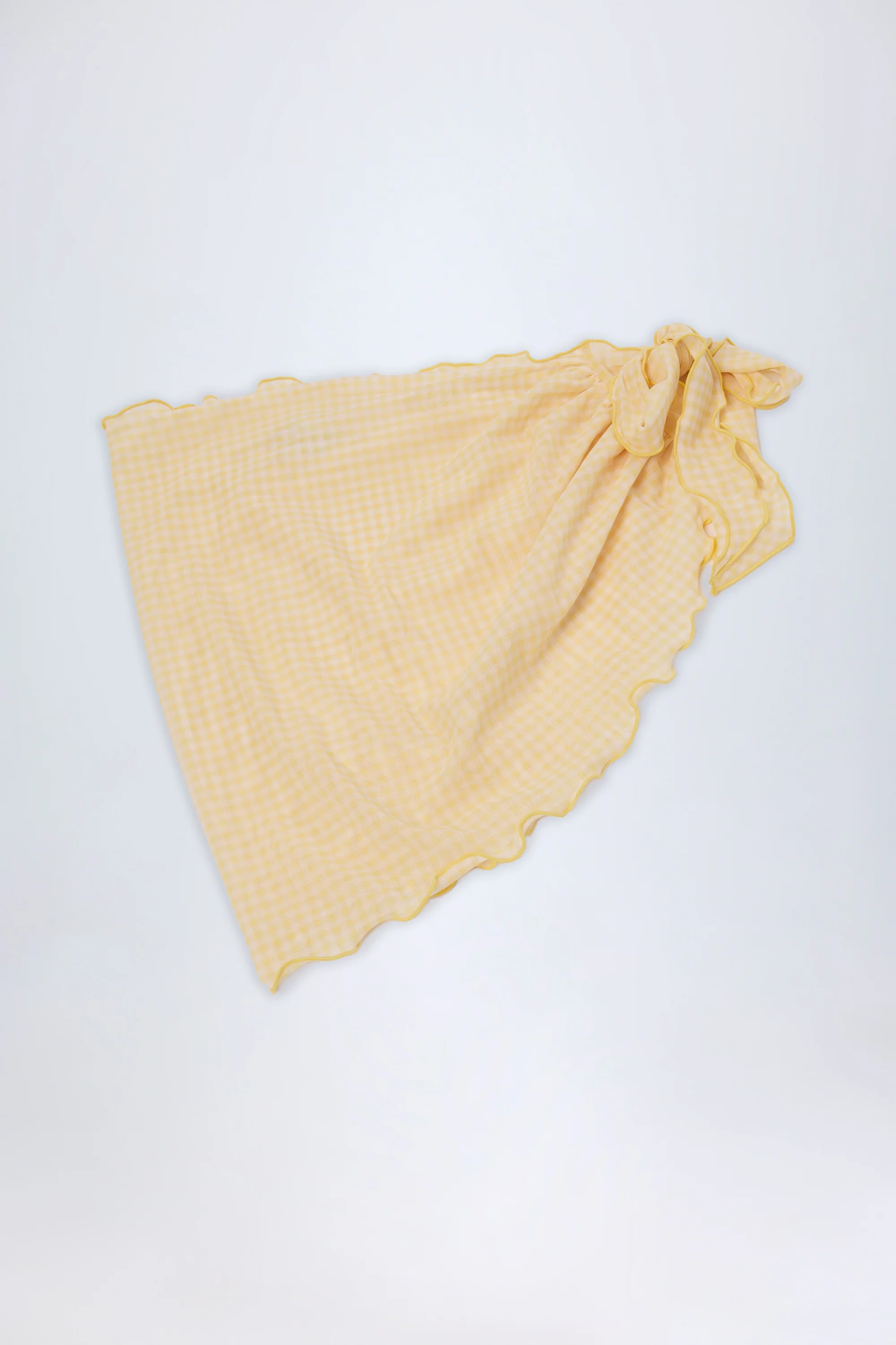 Side-Tie Sarong in Yellow Gingham - Image 6