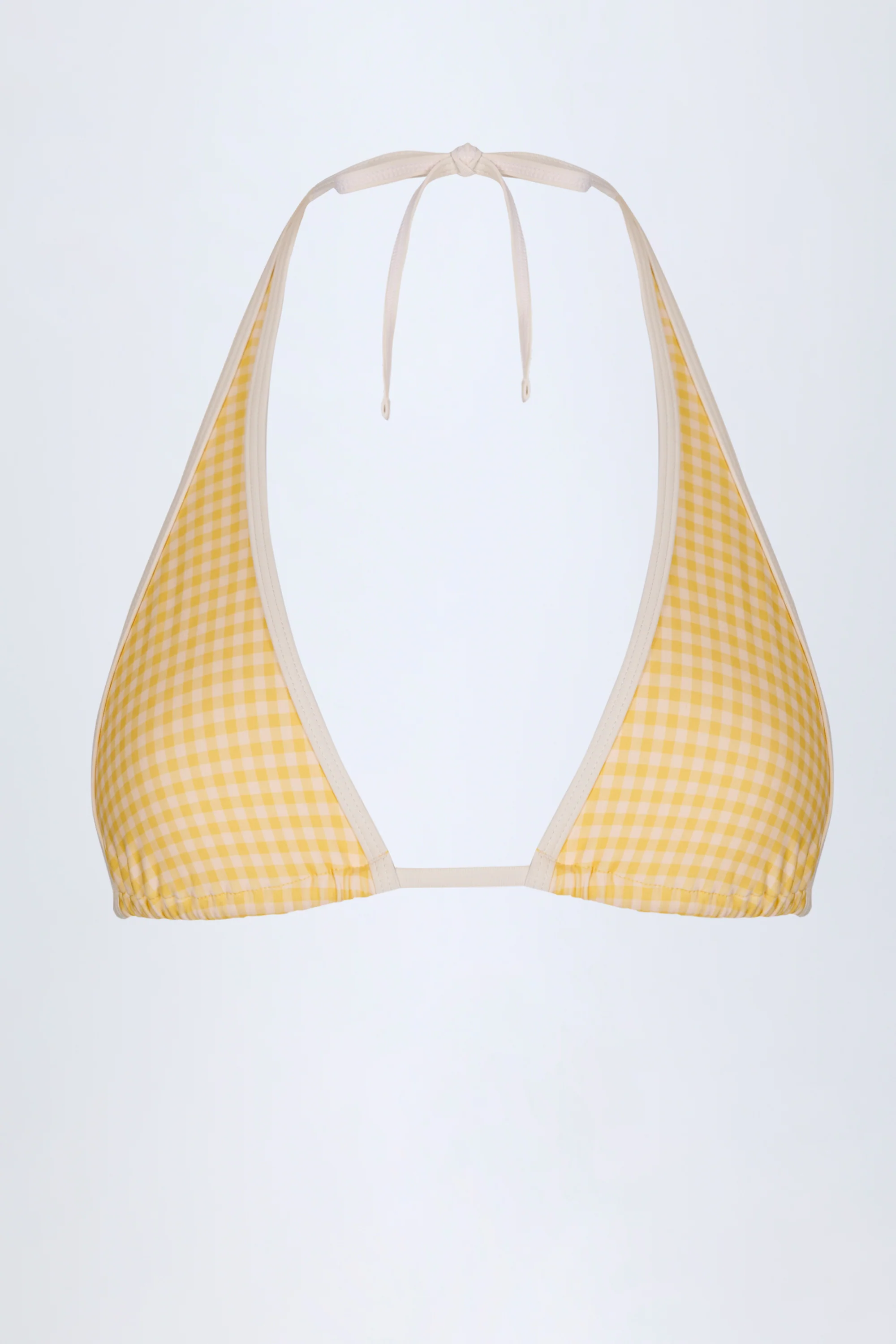 Halterneck Bikini Top in Yellow Gingham - Image 5