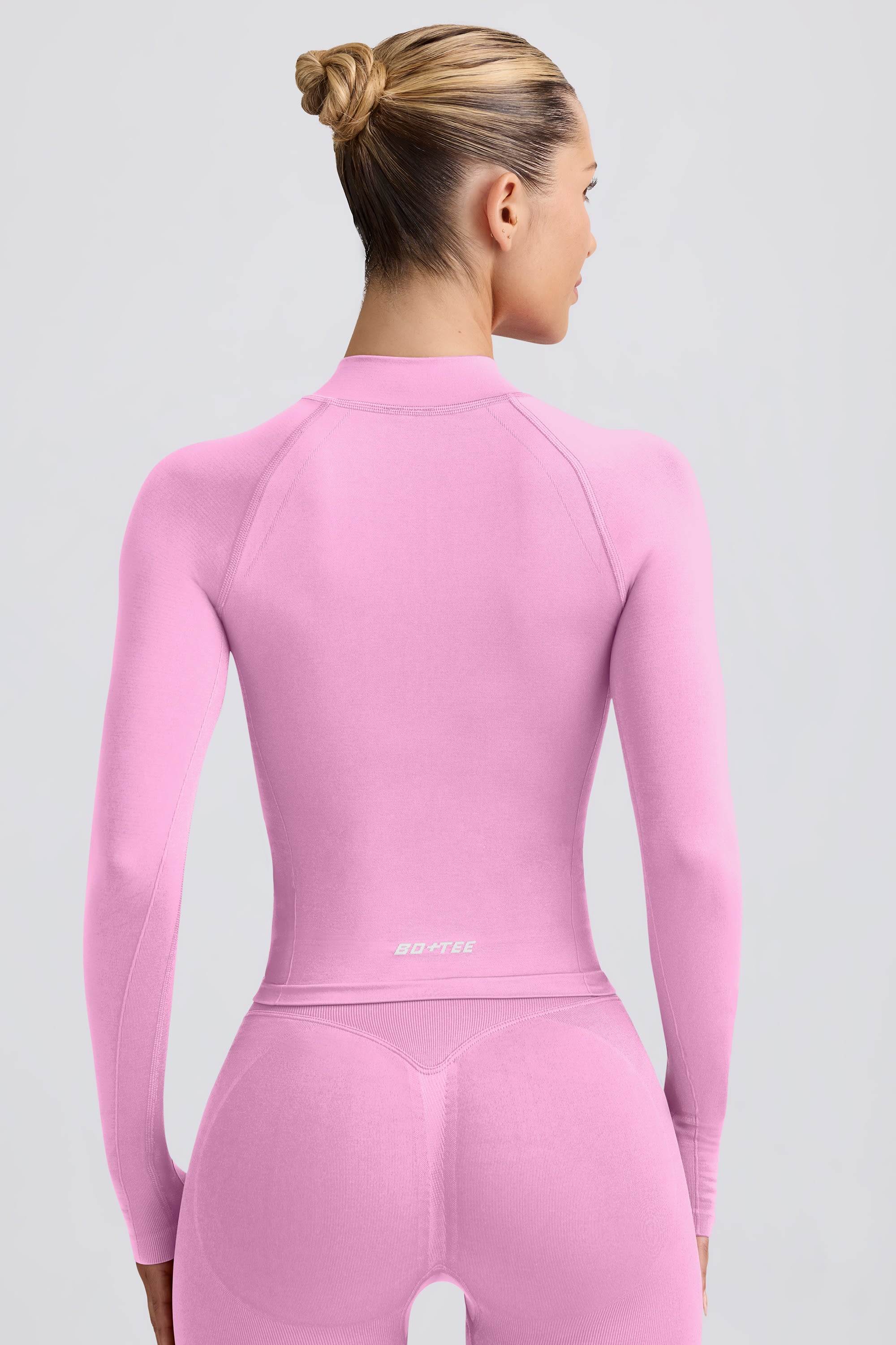Define Luxe Zip-Up Jacket in Bubblegum Pink - Image 2