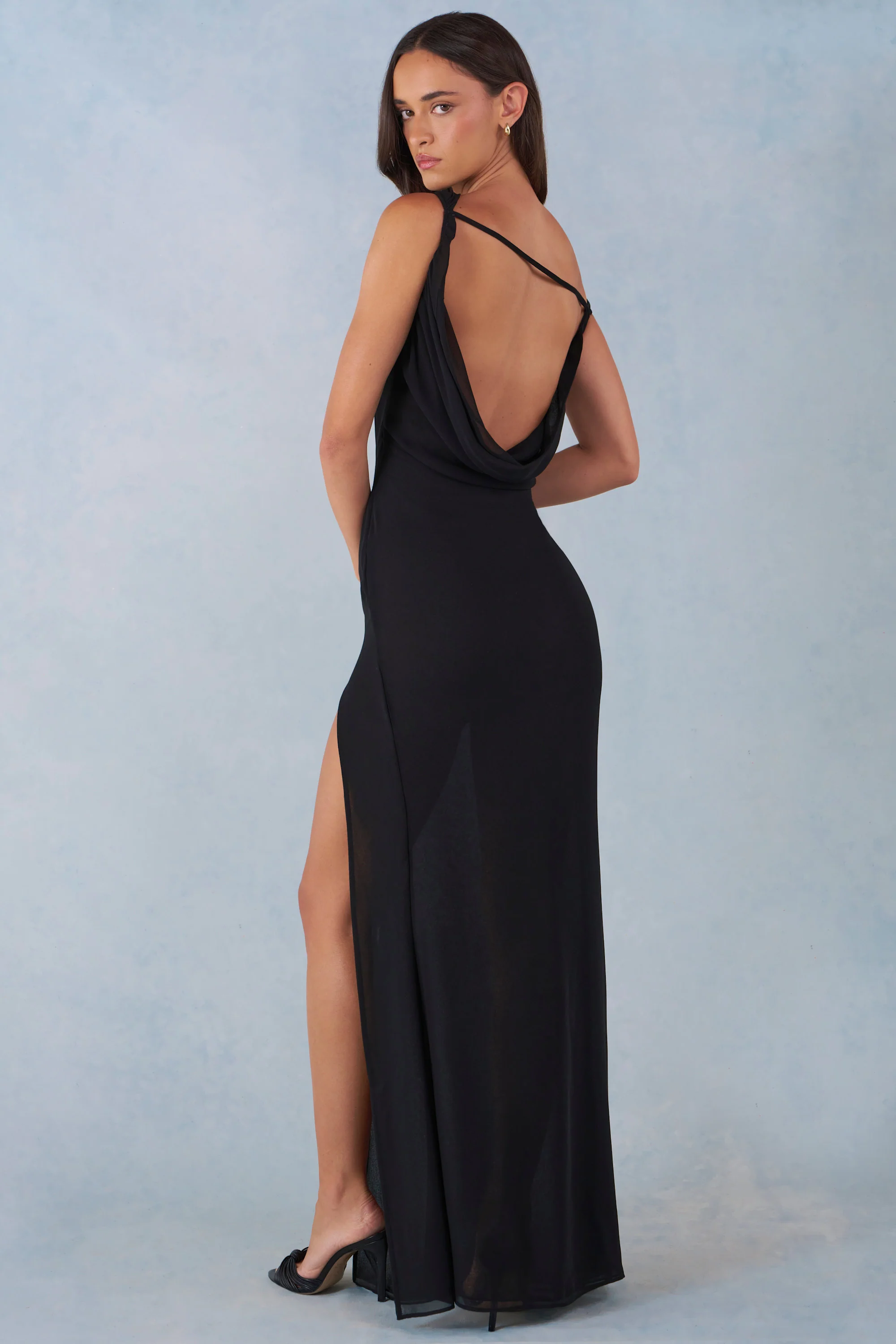 One-Shoulder Maxi Dress in Black - Image 5