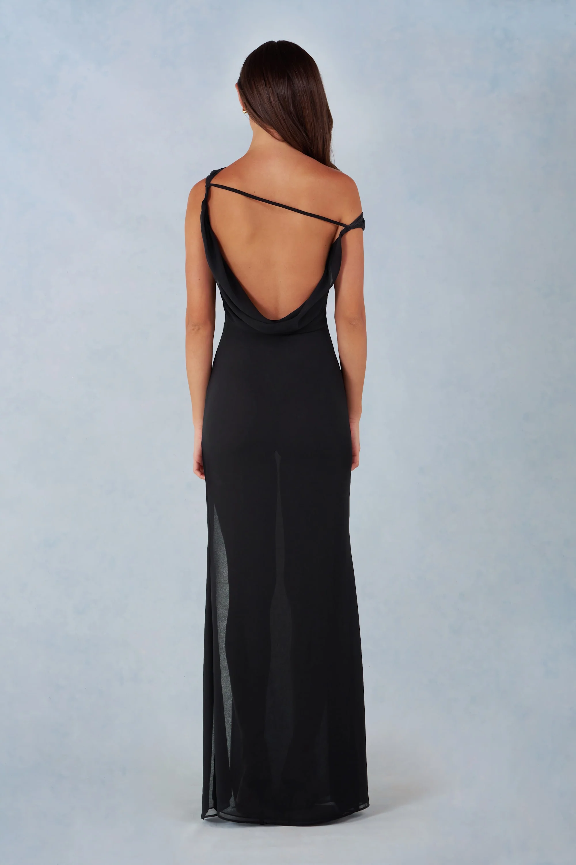 One-Shoulder Maxi Dress in Black - Image 7