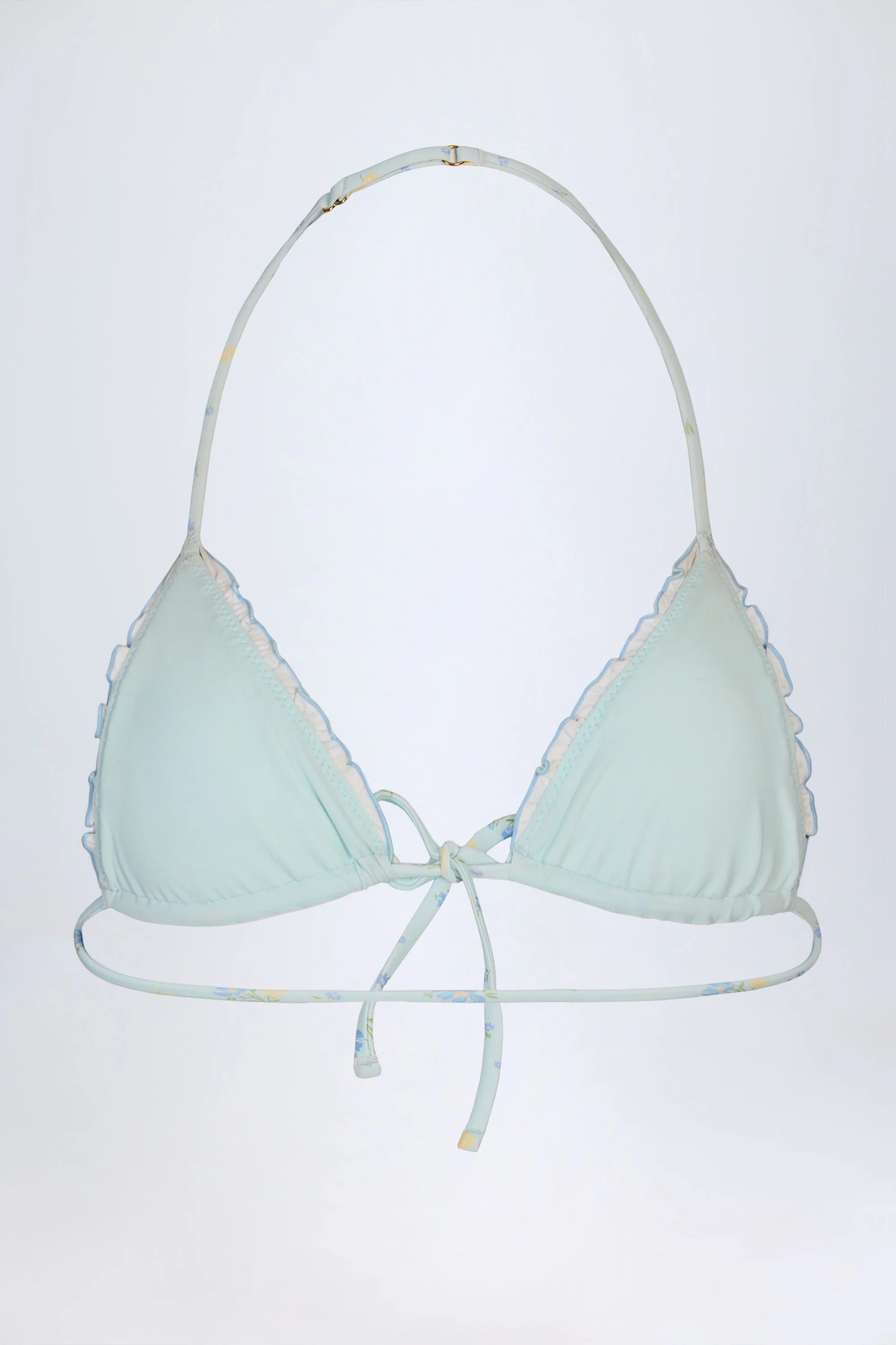 Micro Triangle Bikini Top in Blue Floral - Image 4