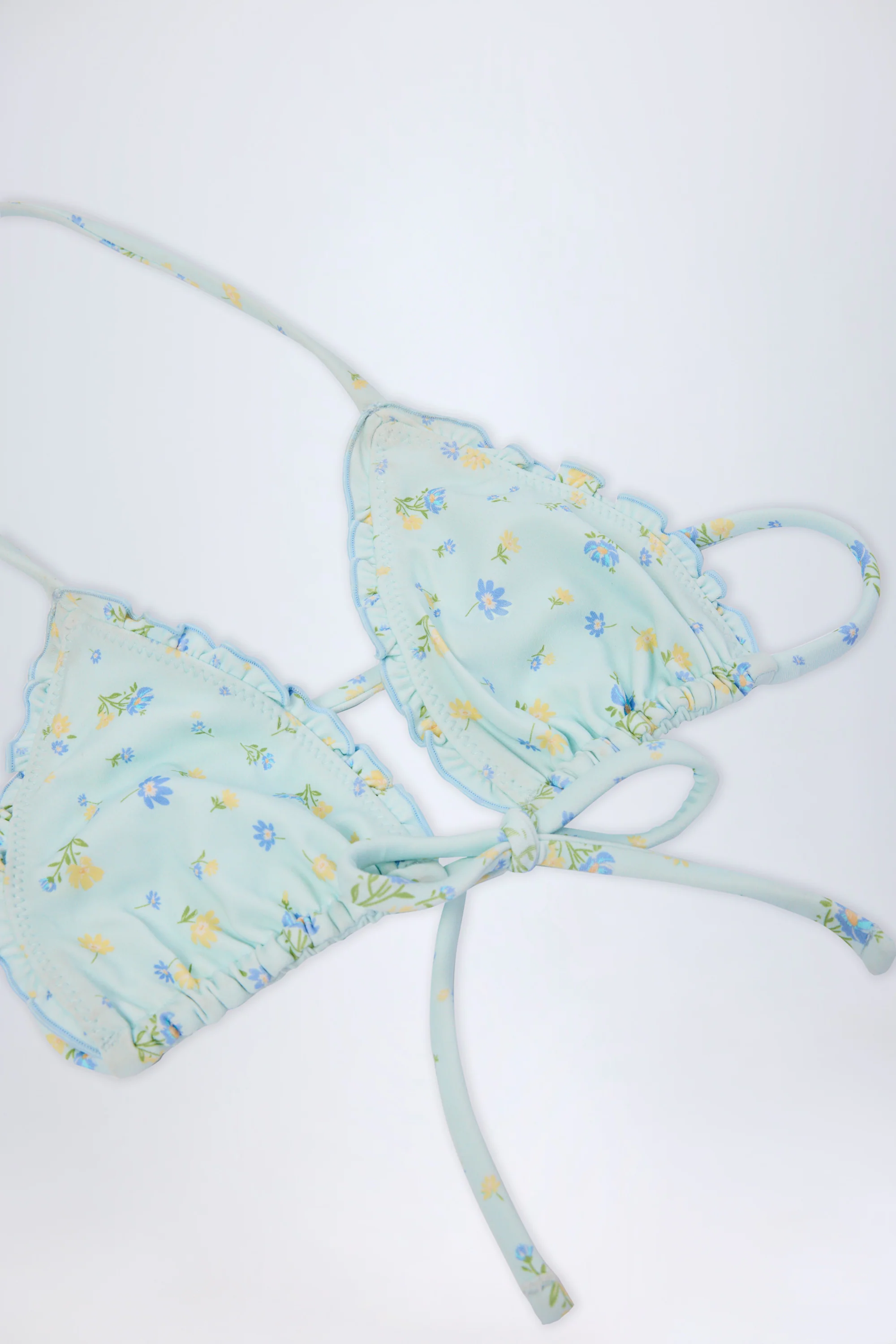 Micro Triangle Bikini Top in Blue Floral - Image 5